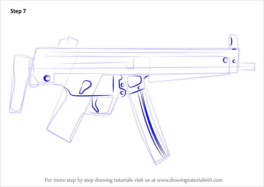 Learn How to Draw MP5A3 Machine Gun (Other Weapons) Step ...