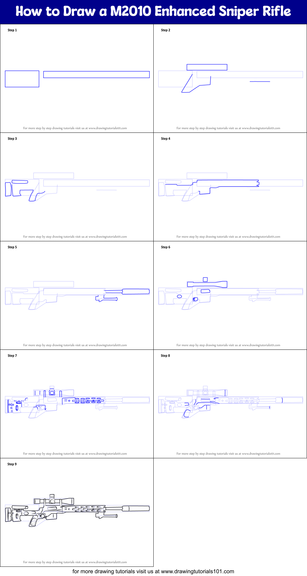 How to Draw a M2010 Enhanced Sniper Rifle Printable Step by Step