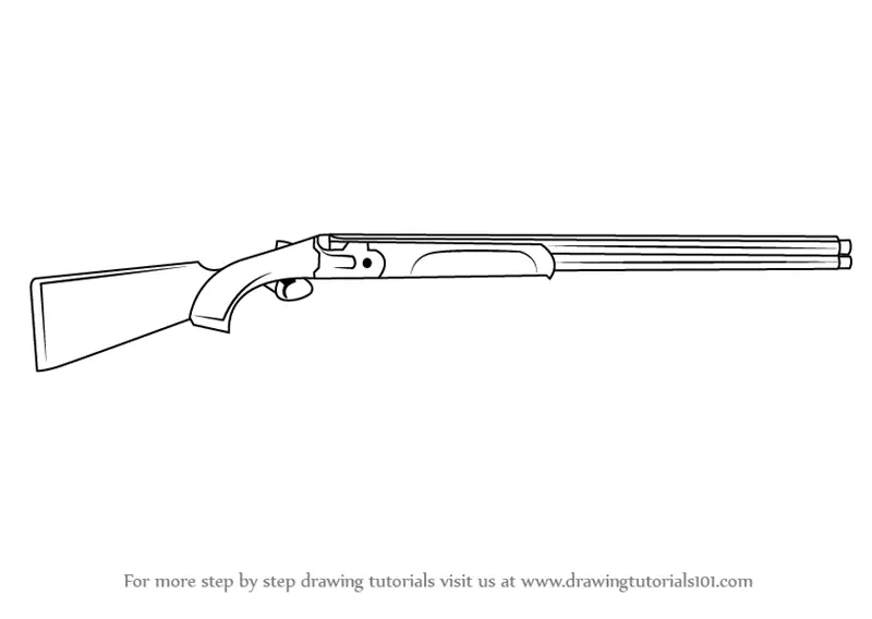 how to draw a double barrel shotgun