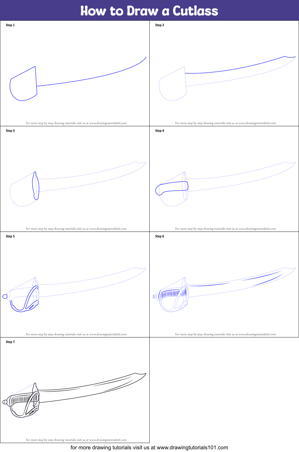 How to Draw a Cutlass Printable Step by Step