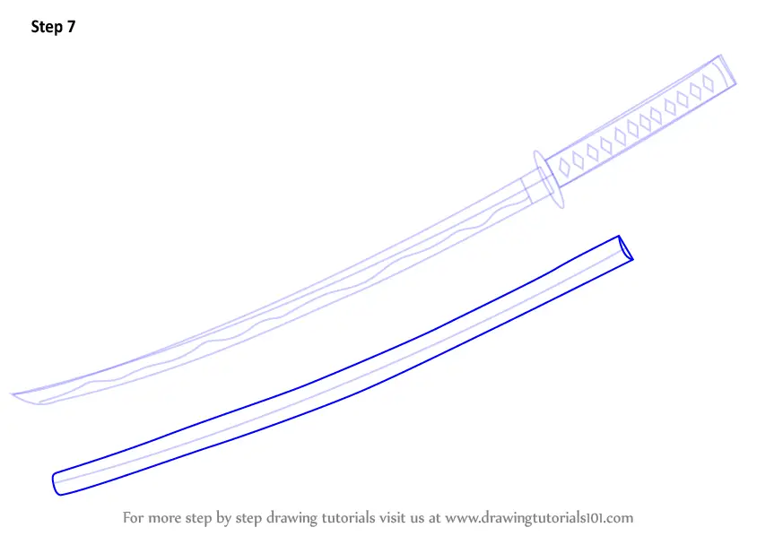 Learn How to Draw a Samurai Sword (Swords) Step by Step : Drawing Tutorials