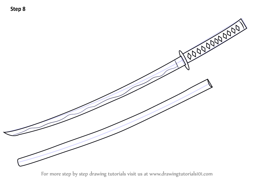 Learn How to Draw a Samurai Sword (Swords) Step by Step : Drawing Tutorials