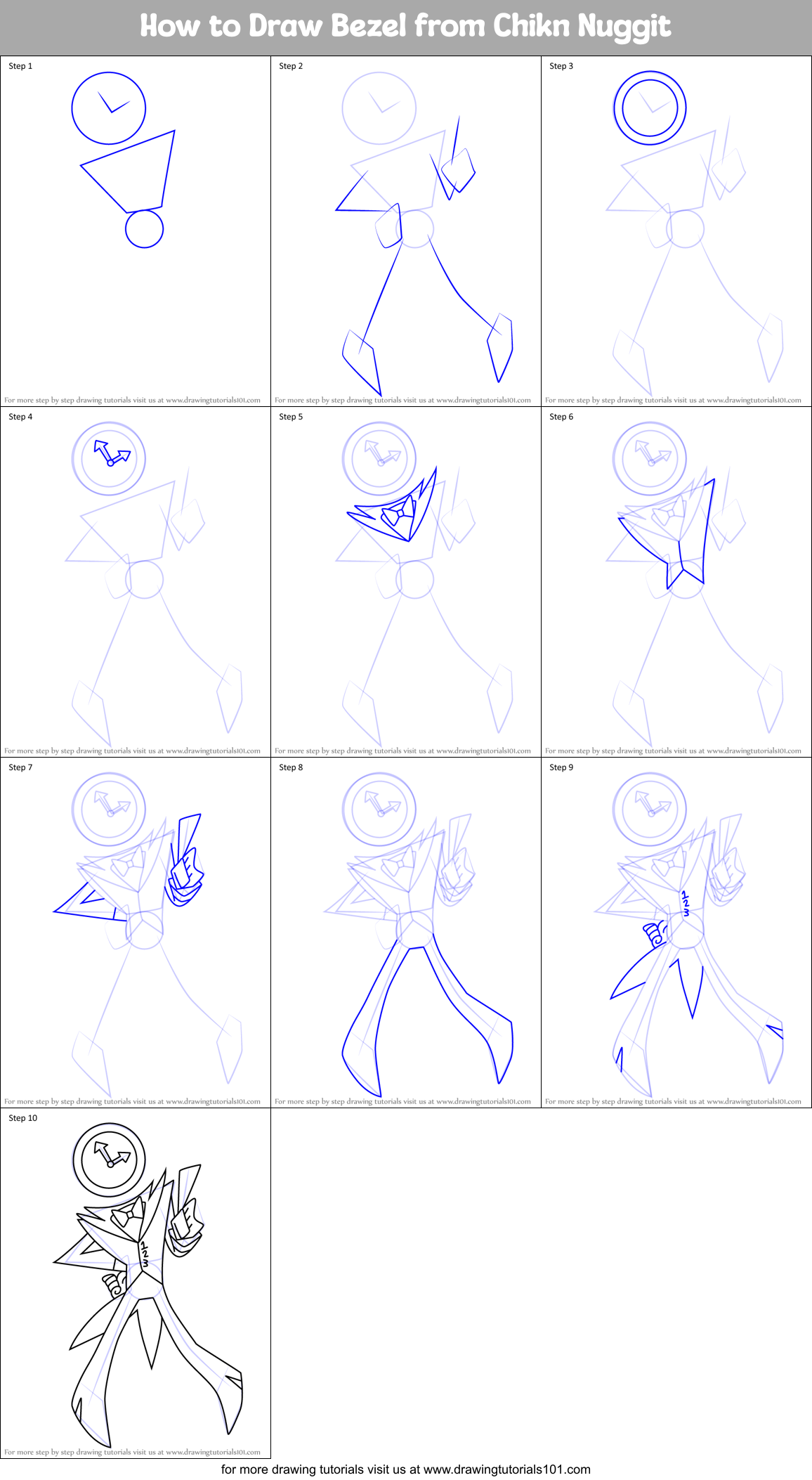 How to Draw Bezel from Chikn Nuggit Printable Step by Step