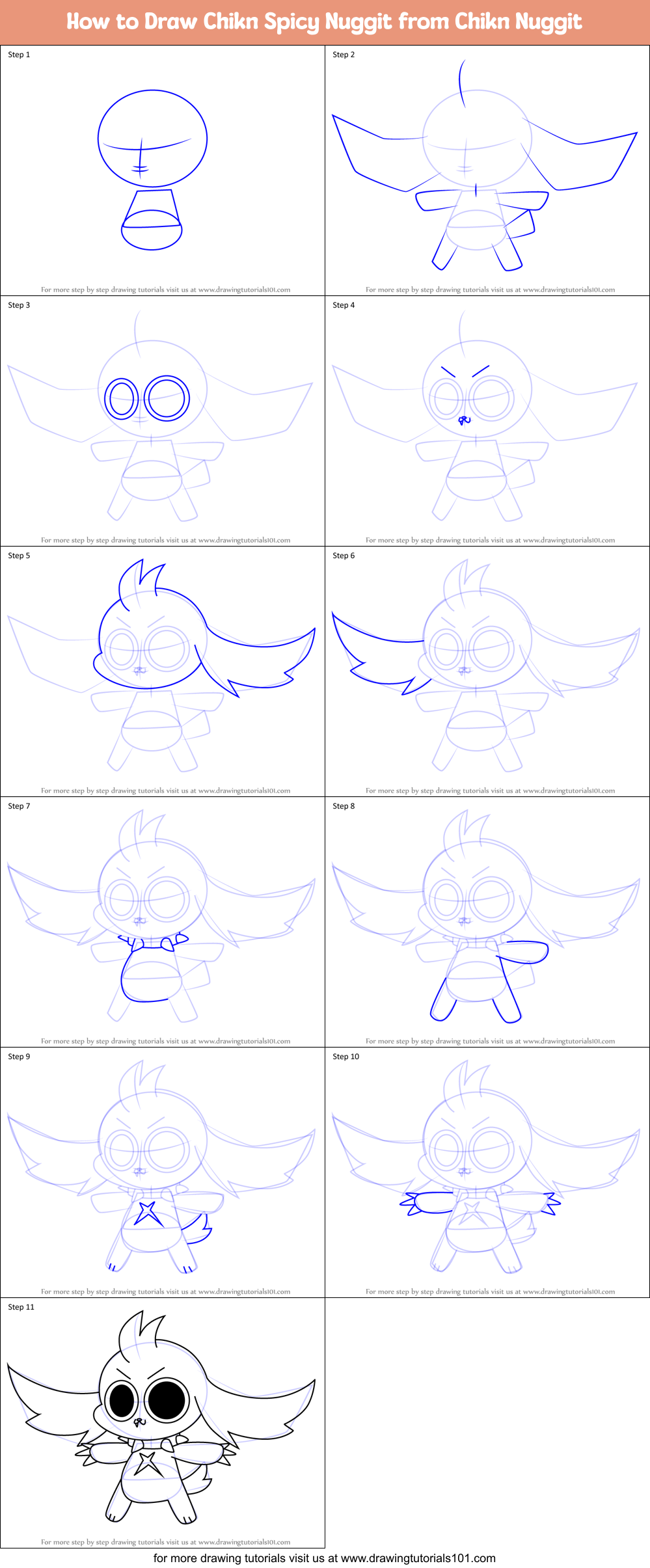 How to Draw Chikn Spicy Nuggit from Chikn Nuggit Printable Step by Step