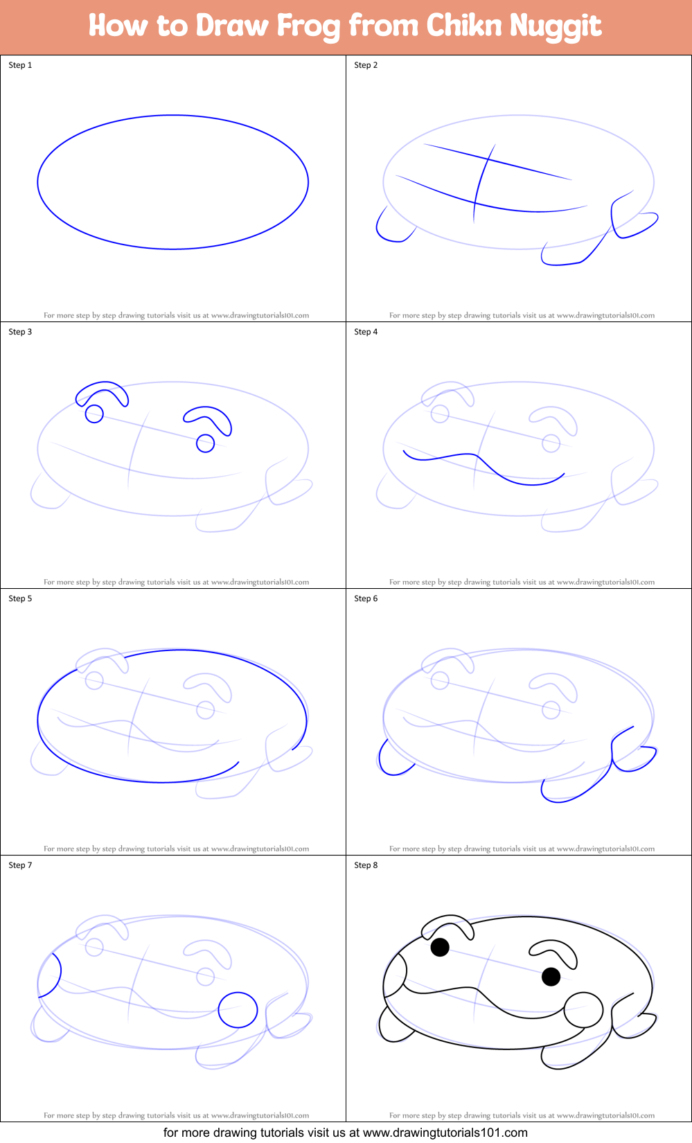 How to Draw Frog from Chikn Nuggit Printable Step by Step