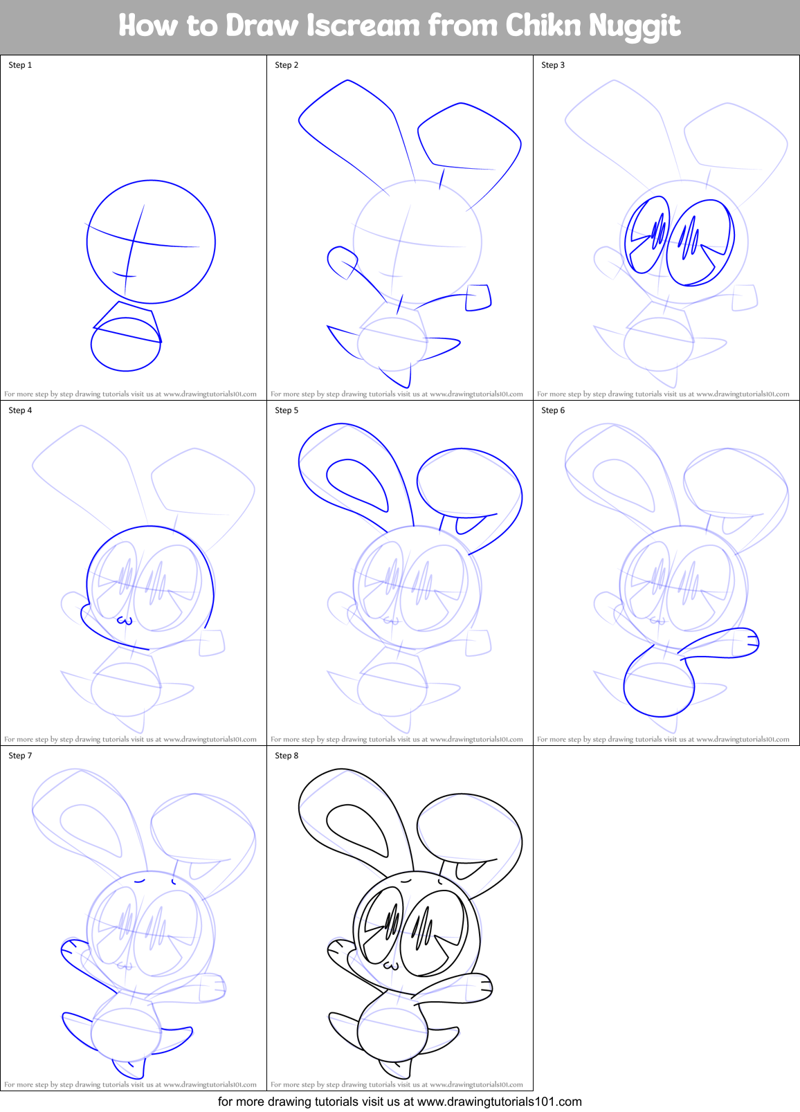 How to Draw Iscream from Chikn Nuggit Printable Step by Step