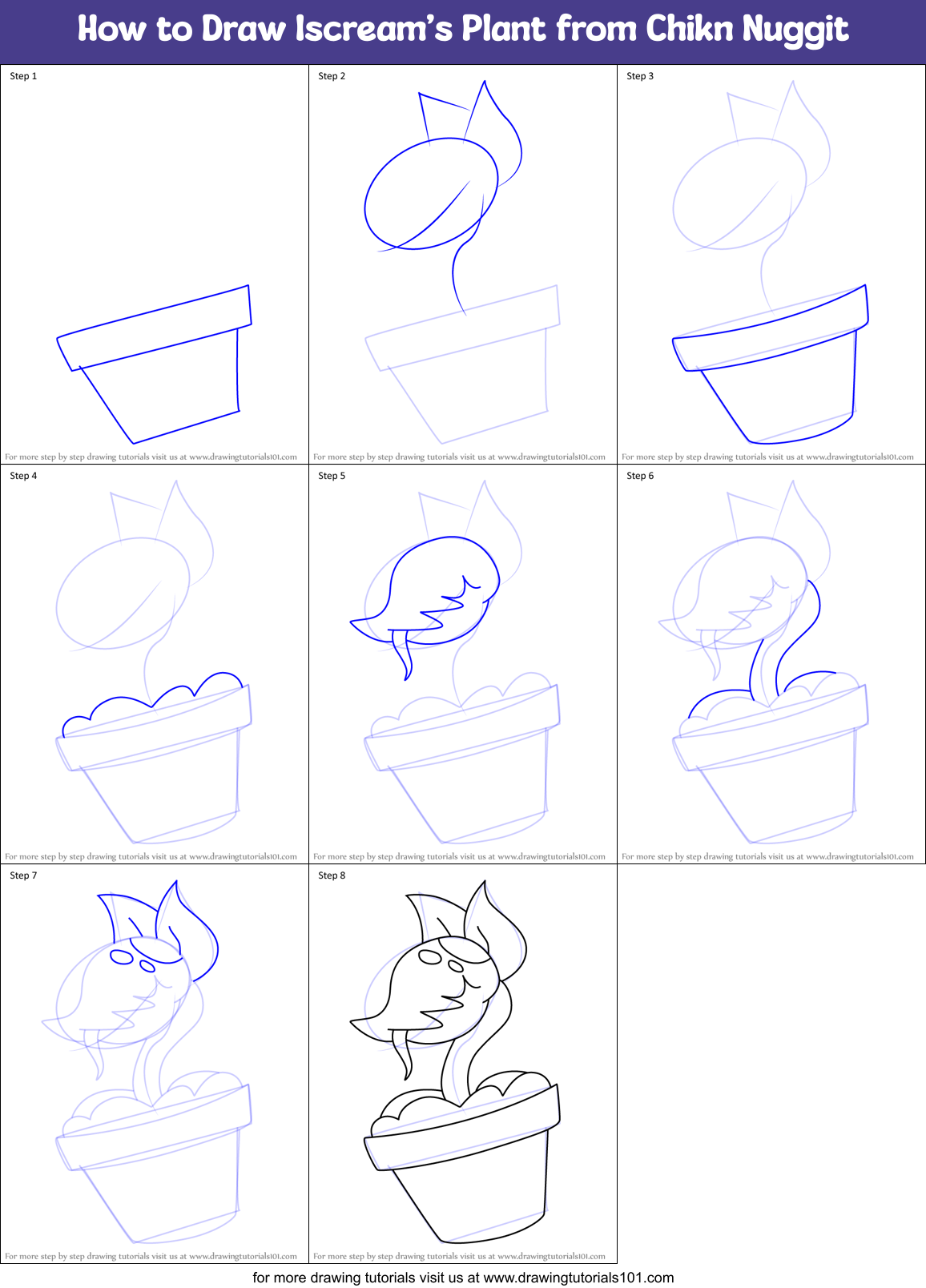 How to Draw Iscream’s Plant from Chikn Nuggit Printable Step by Step