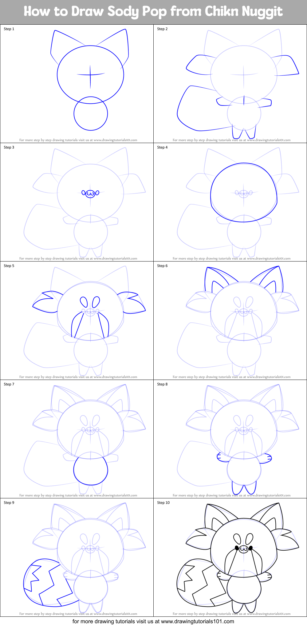 How to Draw Sody Pop from Chikn Nuggit Printable Step by Step