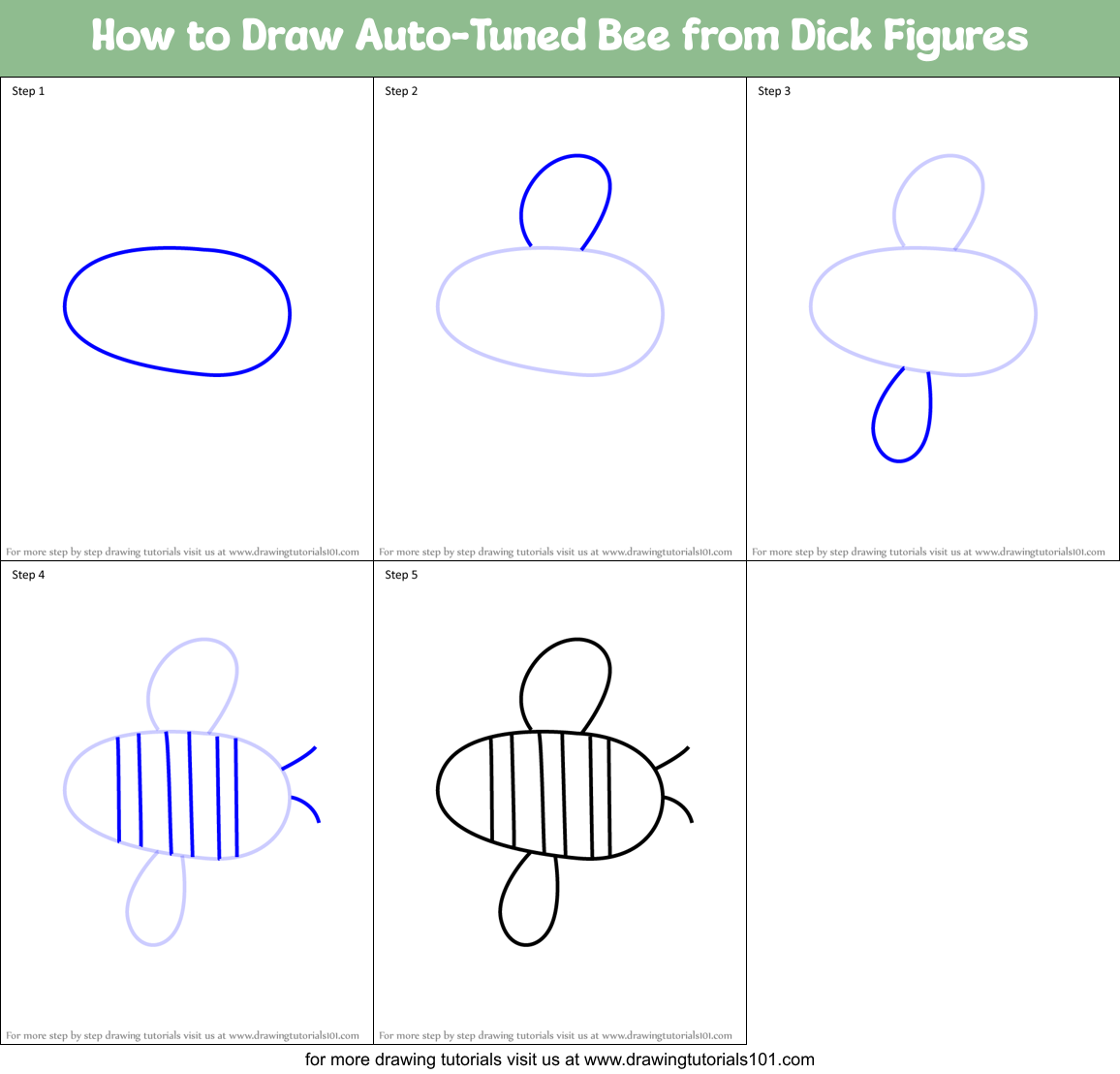 How to Draw Auto-Tuned Bee from Dick Figures Printable Step by Step
