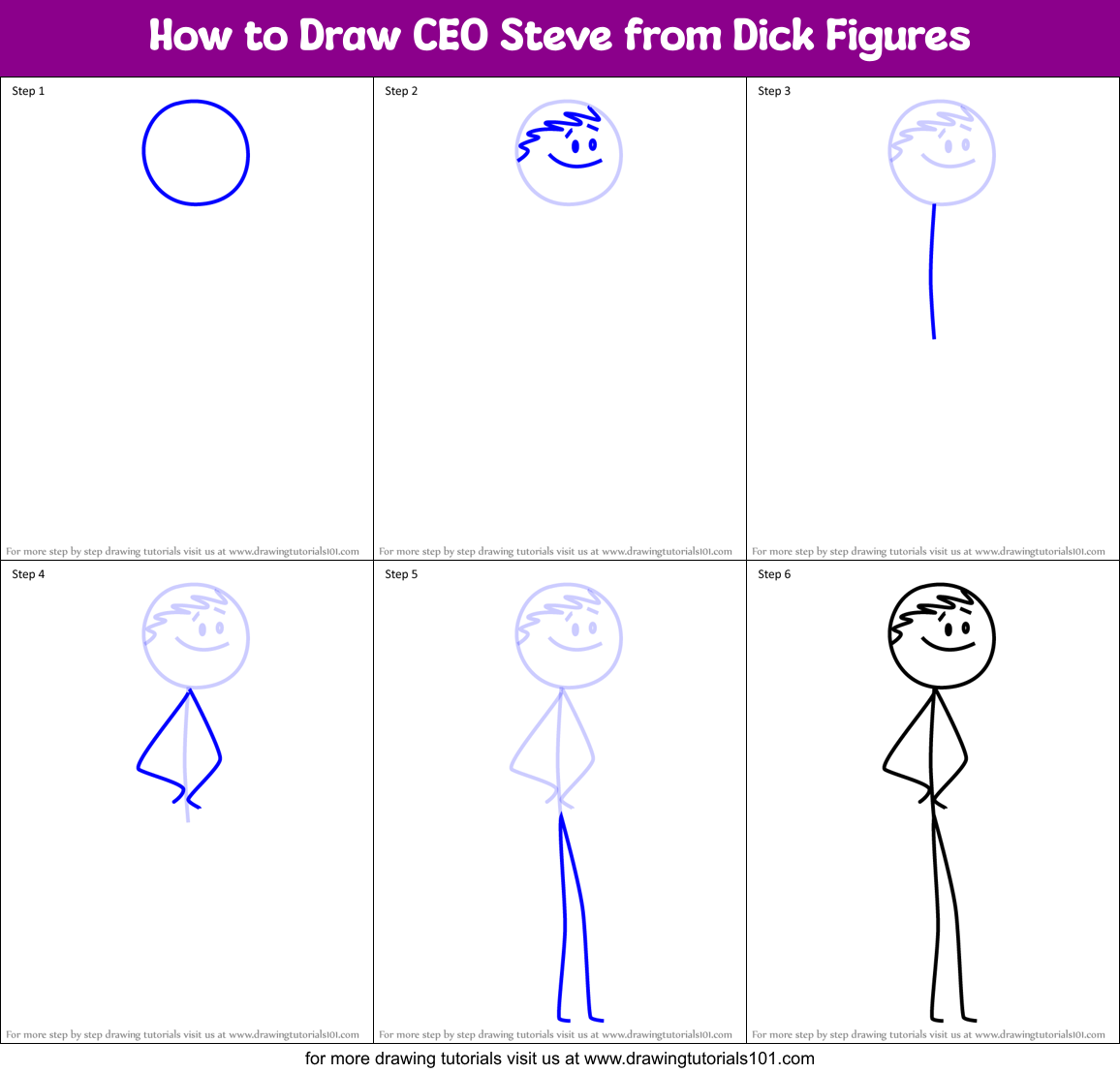 How to Draw CEO Steve from Dick Figures Printable Step by Step