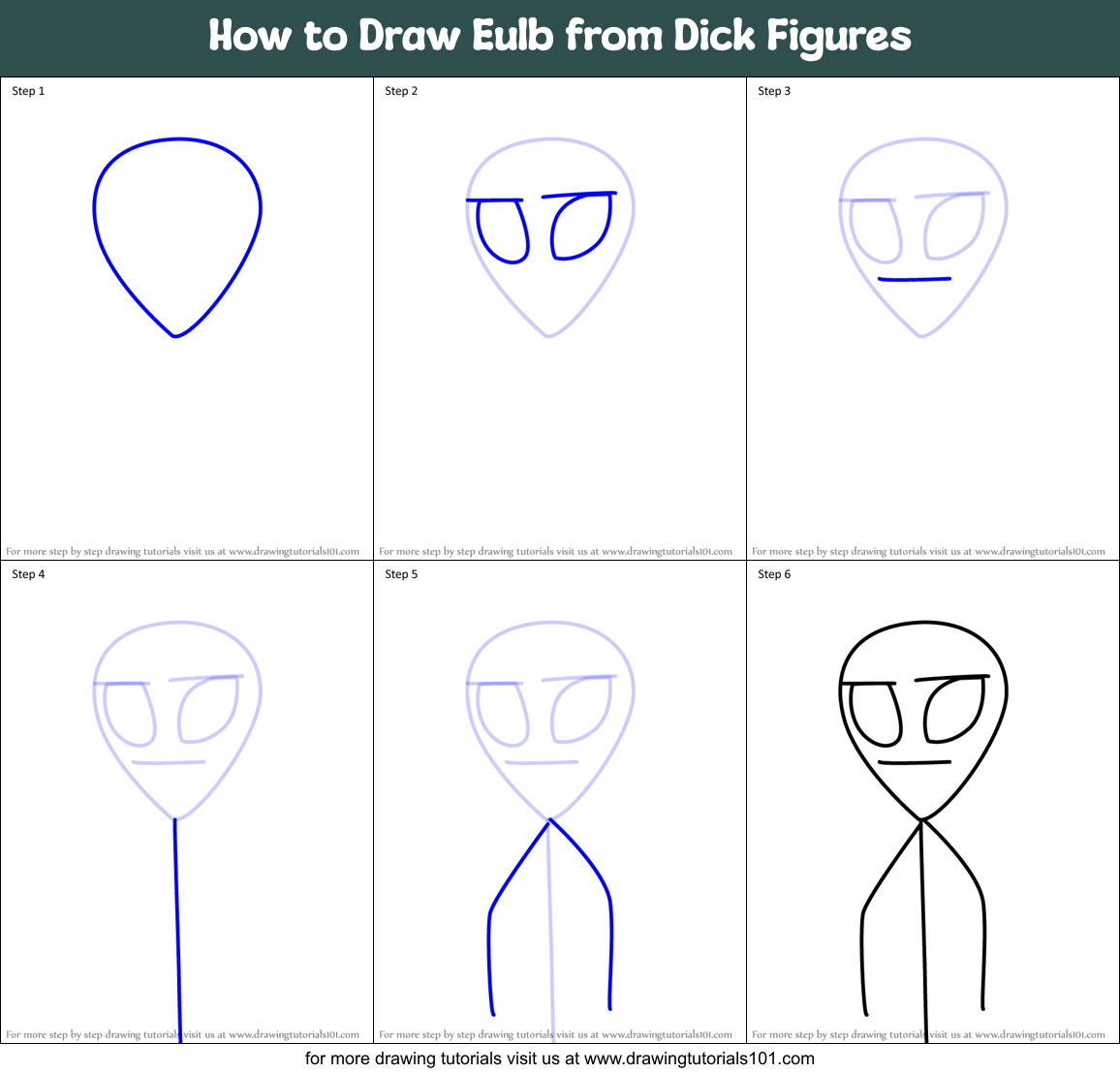 How to Draw Eulb from Dick Figures Printable Step by Step