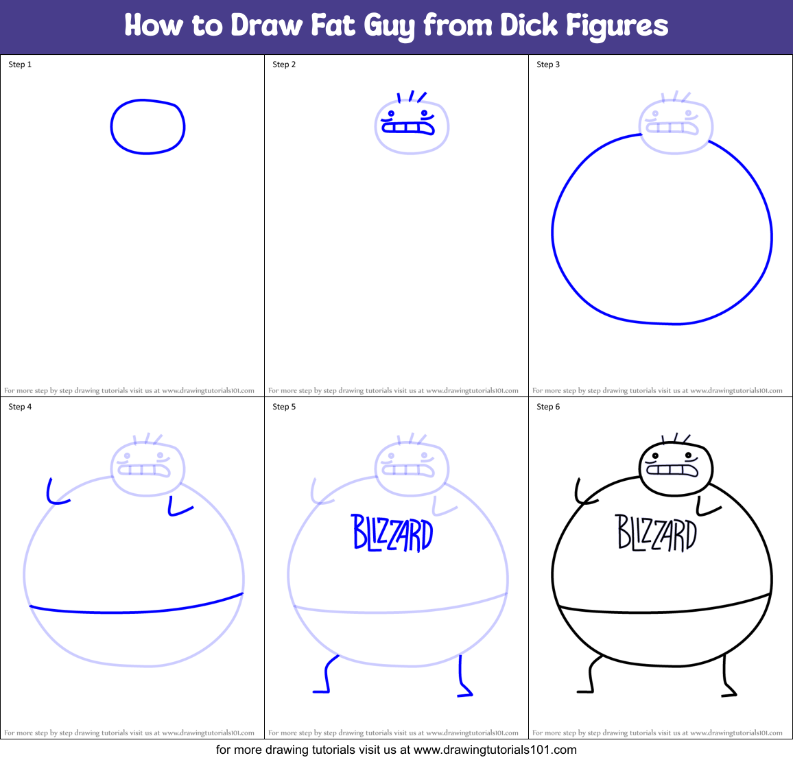 How to Draw Fat Guy from Dick Figures Printable Step by Step