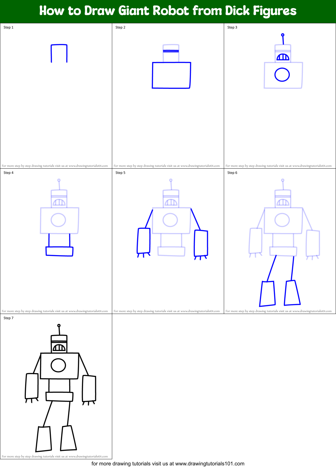 How to Draw Giant Robot from Dick Figures Printable Step by Step