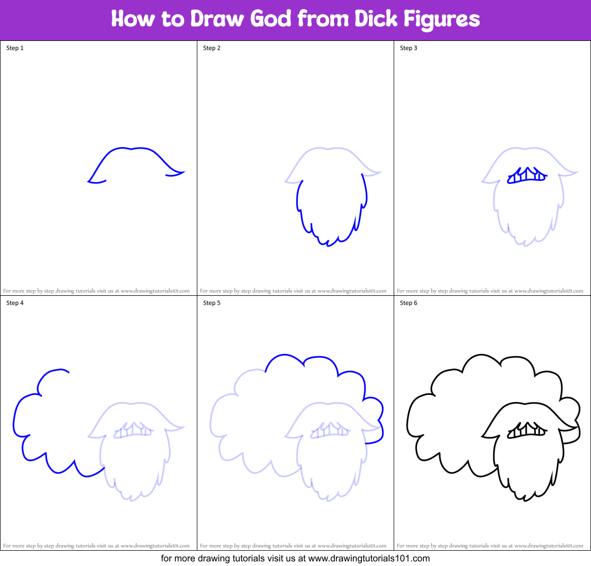 How to Draw God from Dick Figures Printable Step by Step