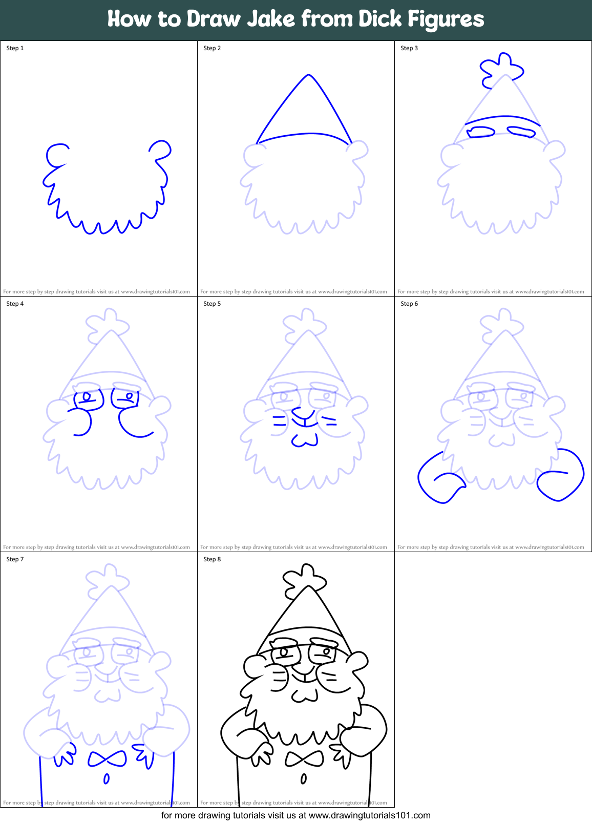 How to Draw Jake from Dick Figures Printable Step by Step