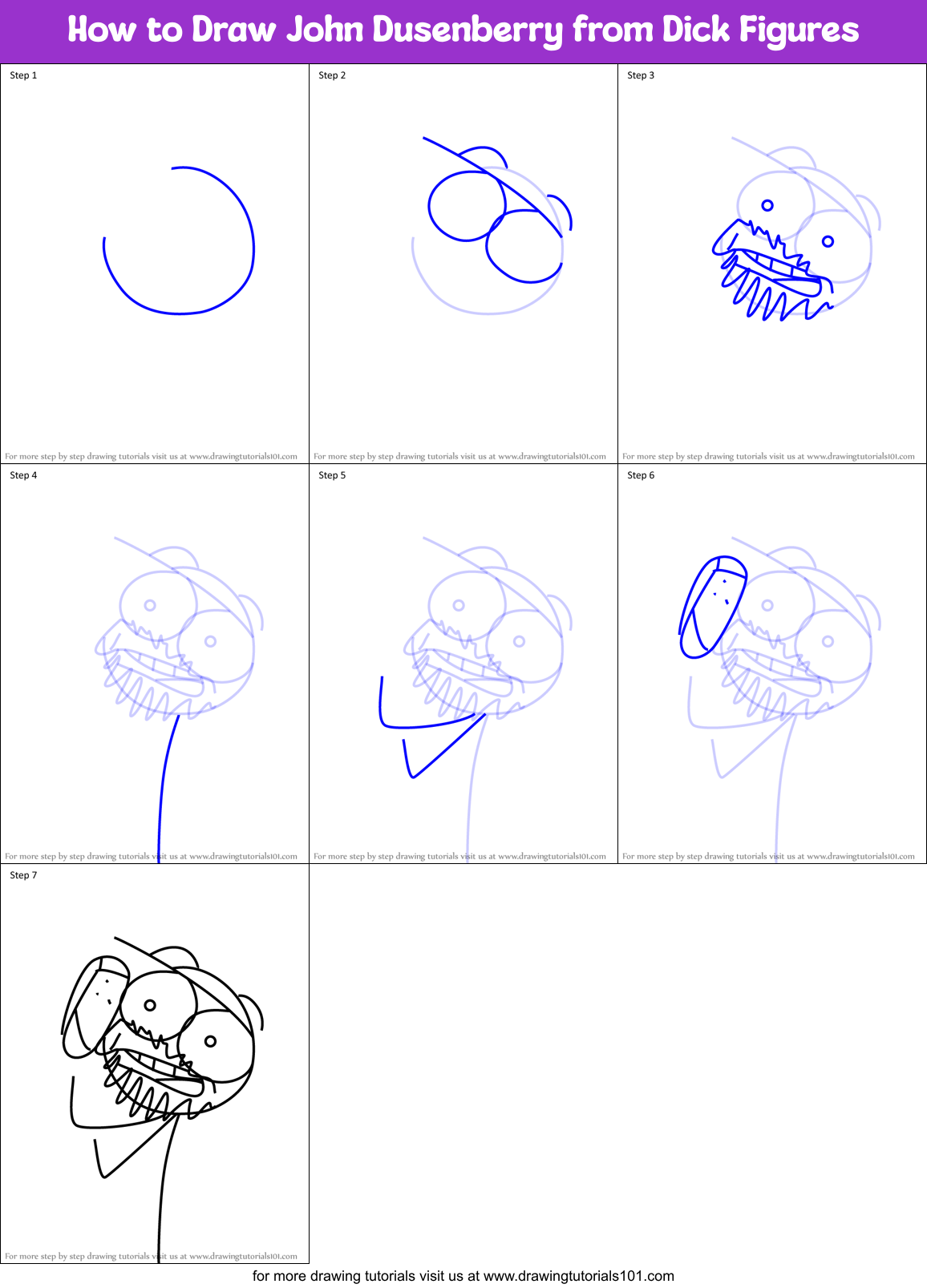 How to Draw John Dusenberry from Dick Figures Printable Step by Step