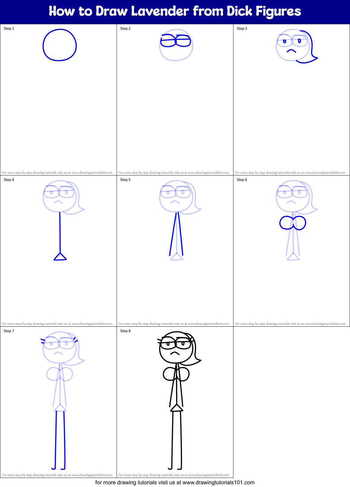 How to Draw Lavender from Dick Figures Printable Step by Step