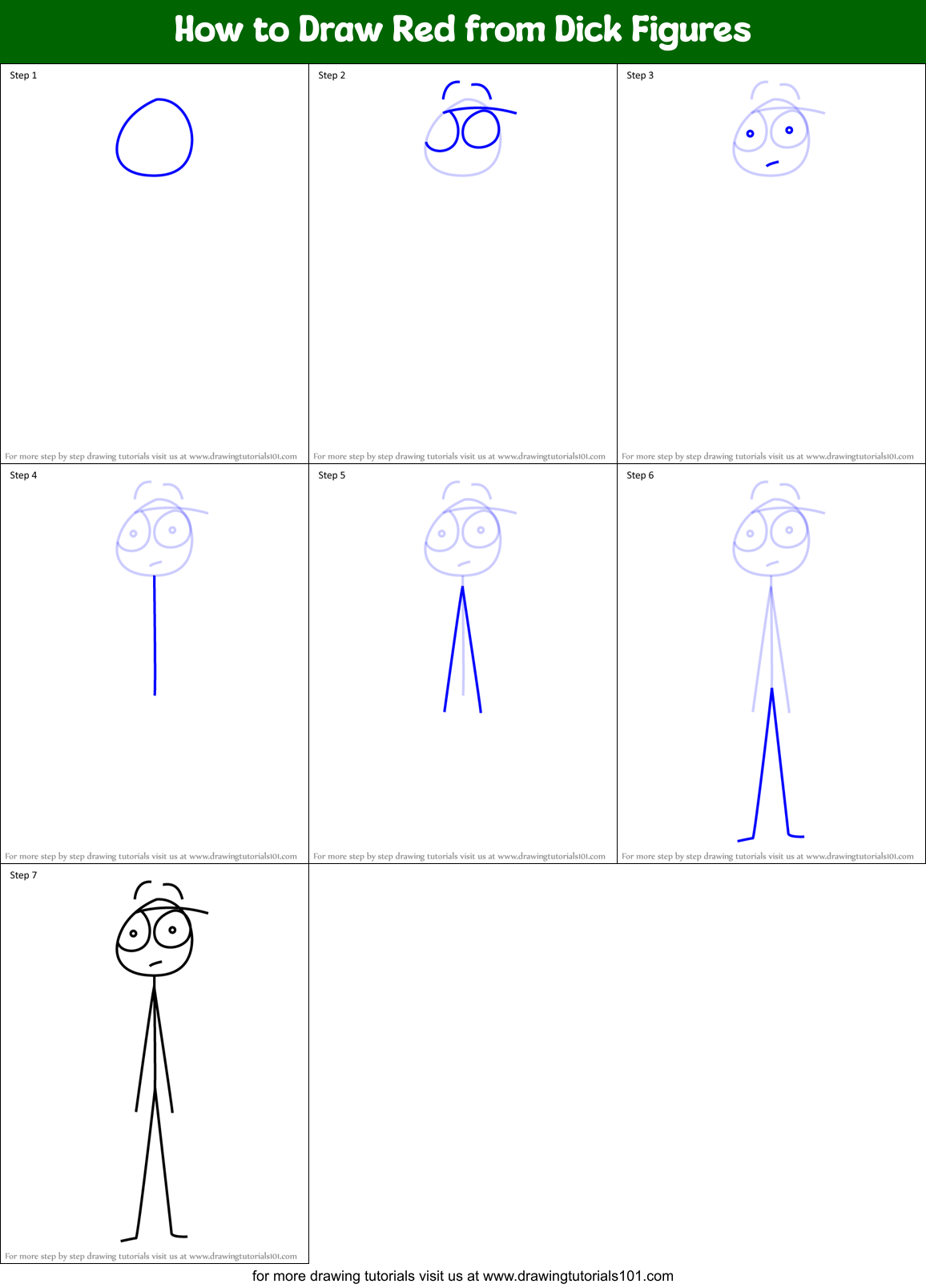 How to Draw Red from Dick Figures Printable Step by Step