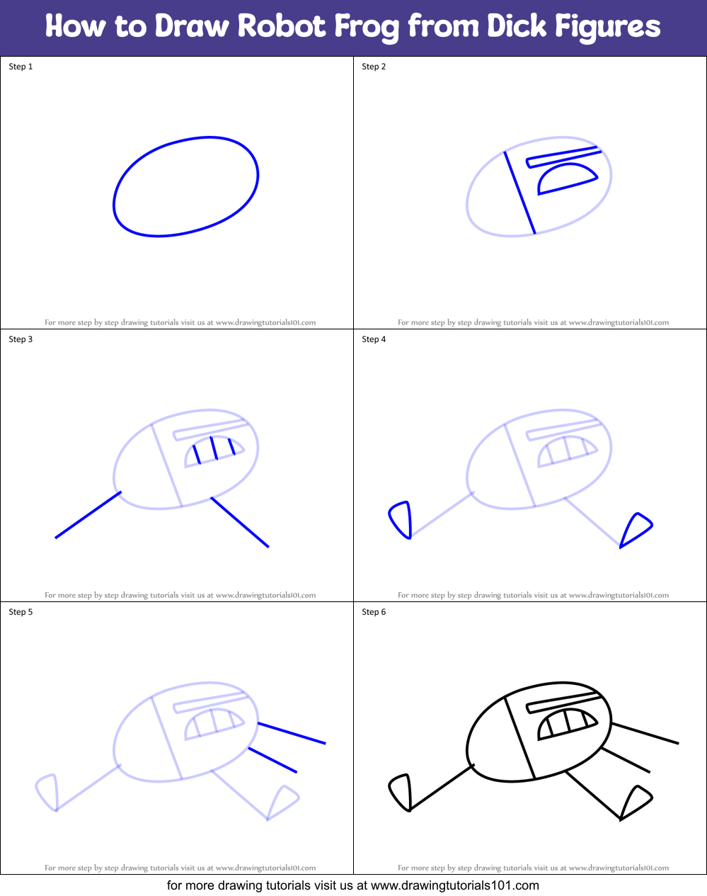 How to Draw Robot Frog from Dick Figures Printable Step by Step