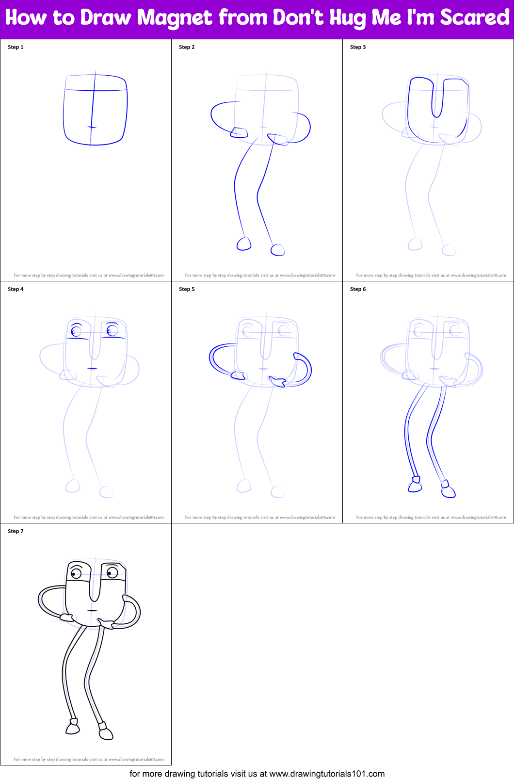 How to Draw Magnet from Don't Hug Me I'm Scared Printable Step by Step