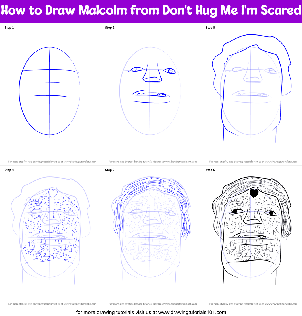 How to Draw Malcolm from Don't Hug Me I'm Scared Printable Step by Step