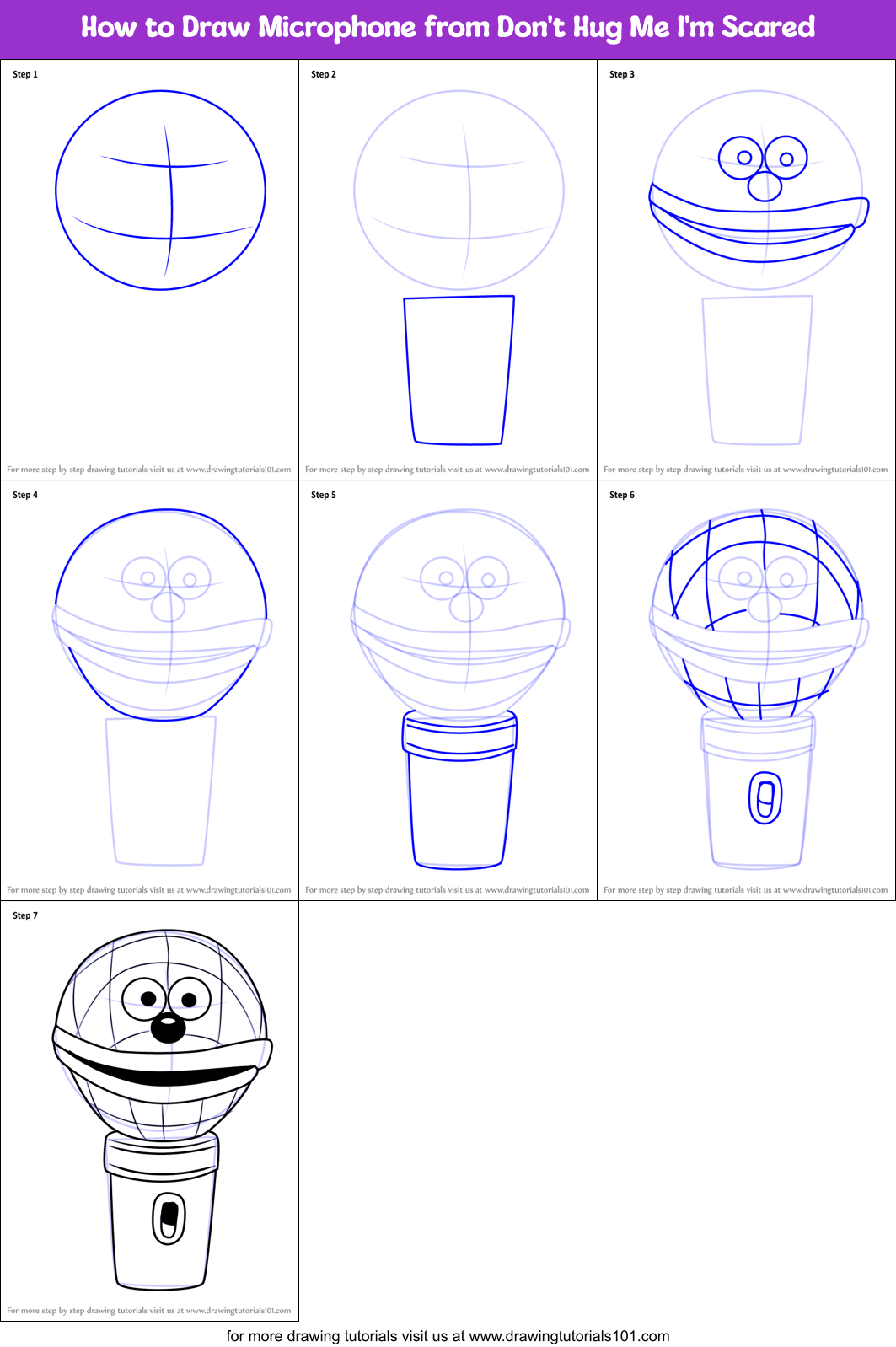 How to Draw Microphone from Don't Hug Me I'm Scared Printable Step by Step
