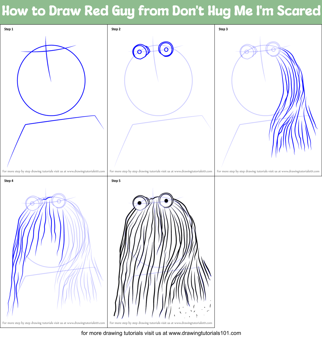 How to Draw Red Guy from Don't Hug Me I'm Scared Printable Step by Step