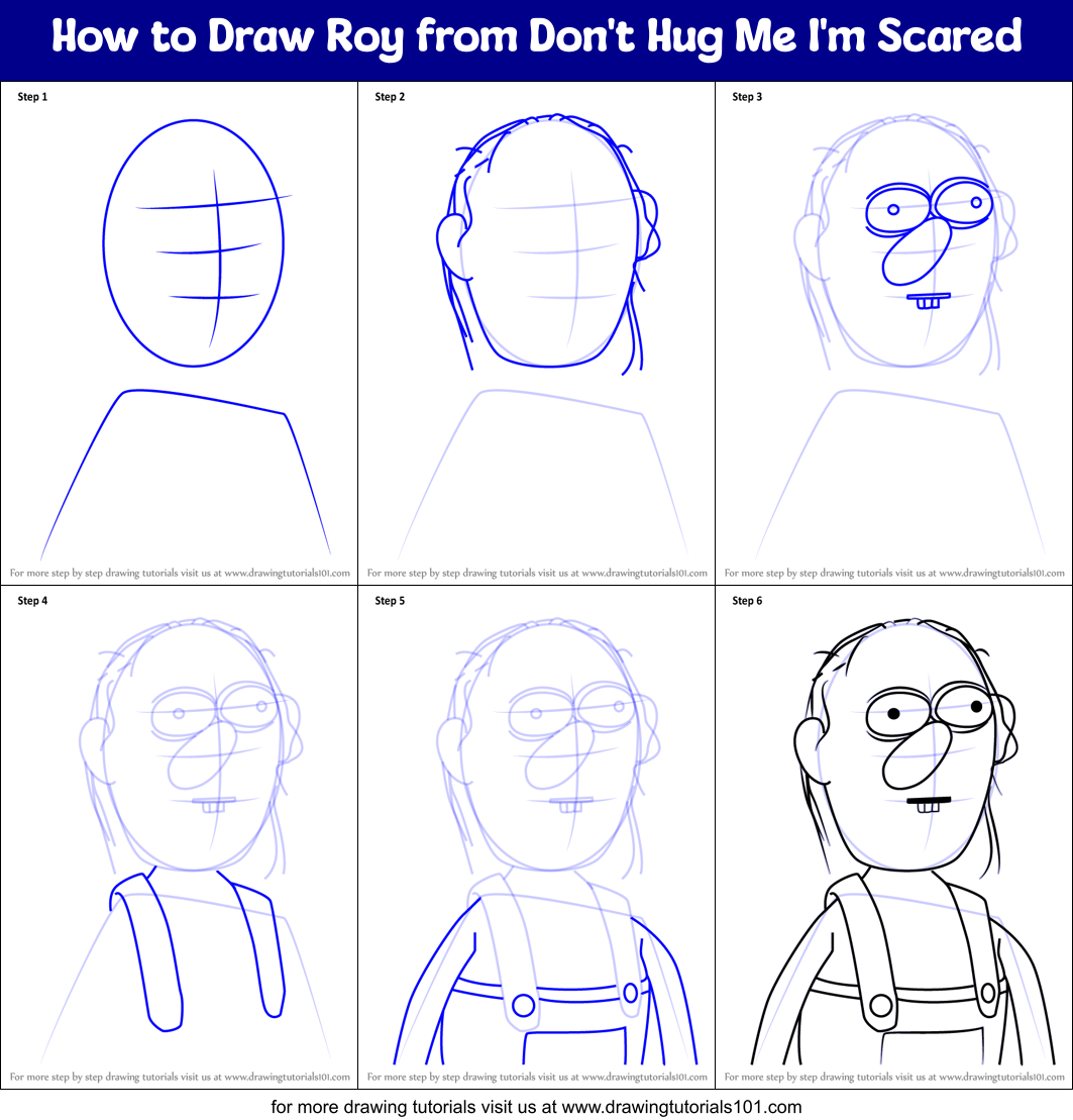 How to Draw Roy from Don't Hug Me I'm Scared Printable Step by Step