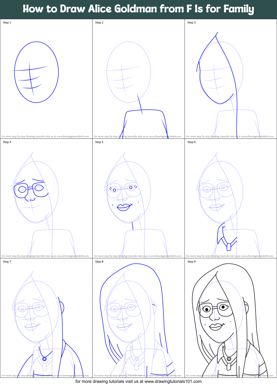 How to Draw Alice Goldman from F Is for Family Printable Step by Step