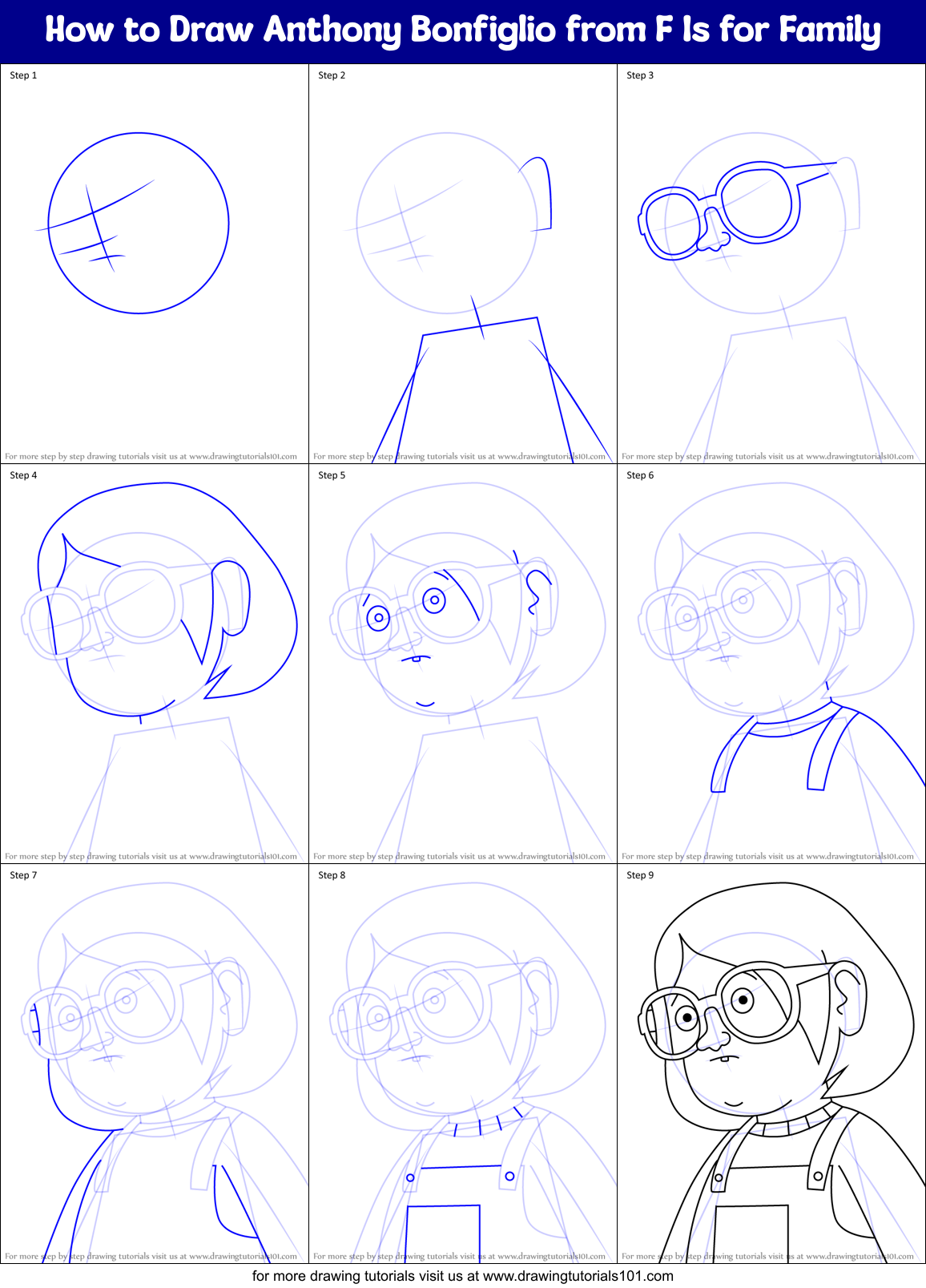 How to Draw Anthony Bonfiglio from F Is for Family Printable Step by Step