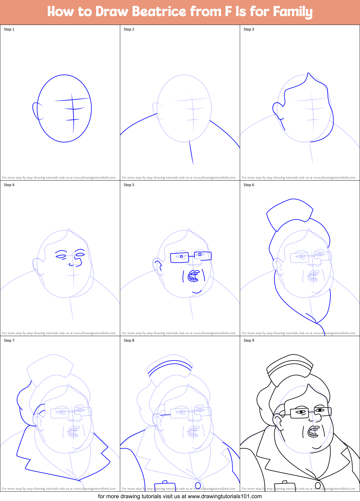 How to Draw Beatrice from F Is for Family Printable Step by Step