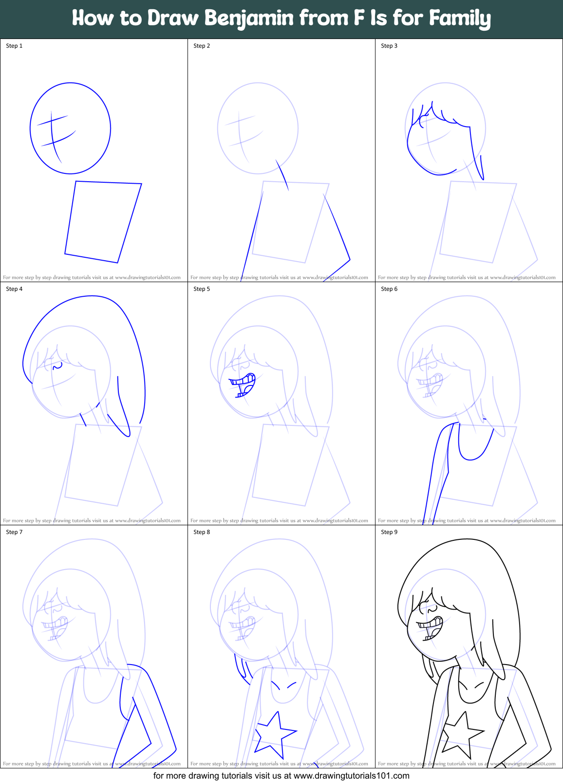 How to Draw Benjamin from F Is for Family Printable Step by Step