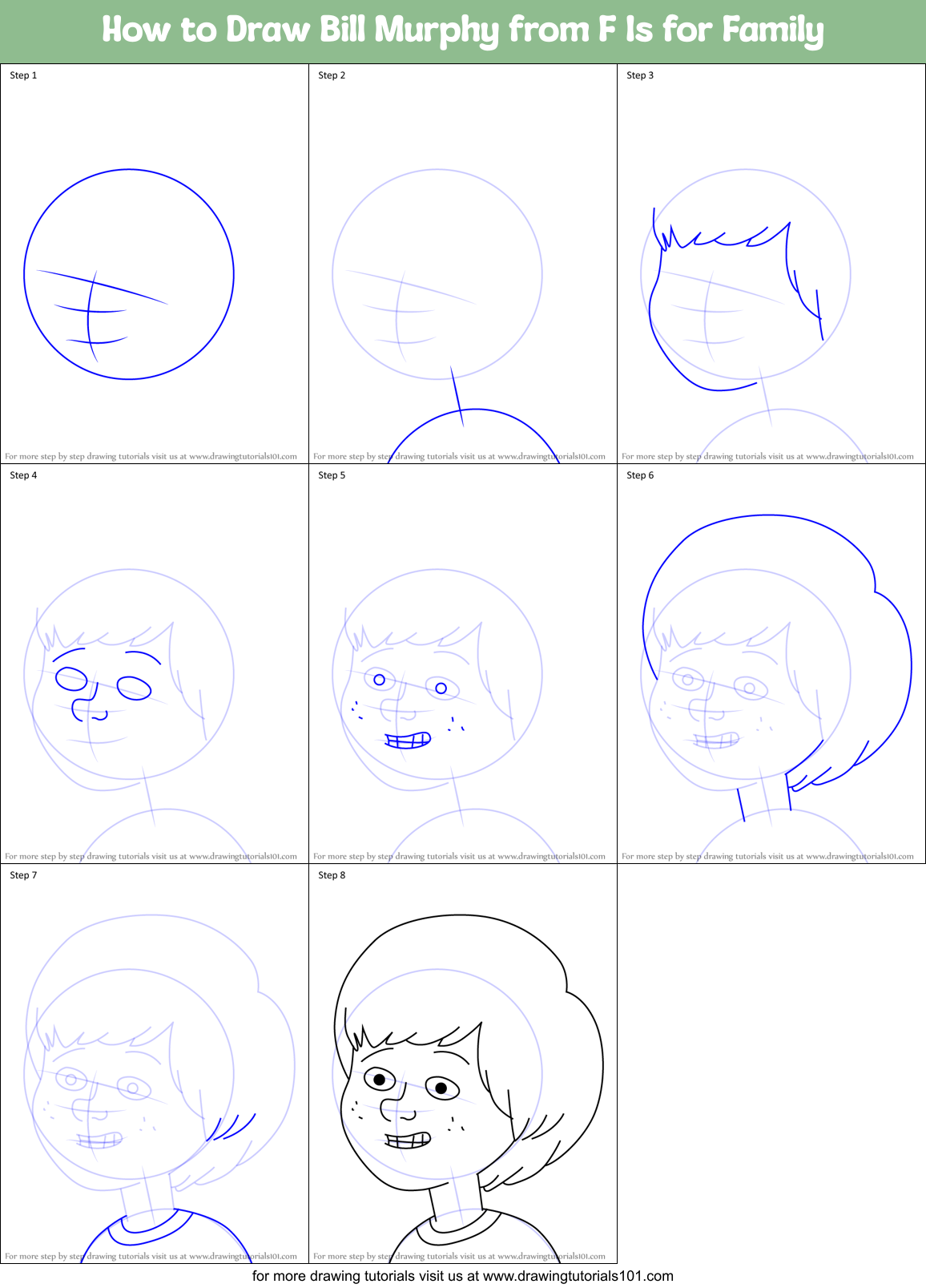 How to Draw Bill Murphy from F Is for Family Printable Step by Step