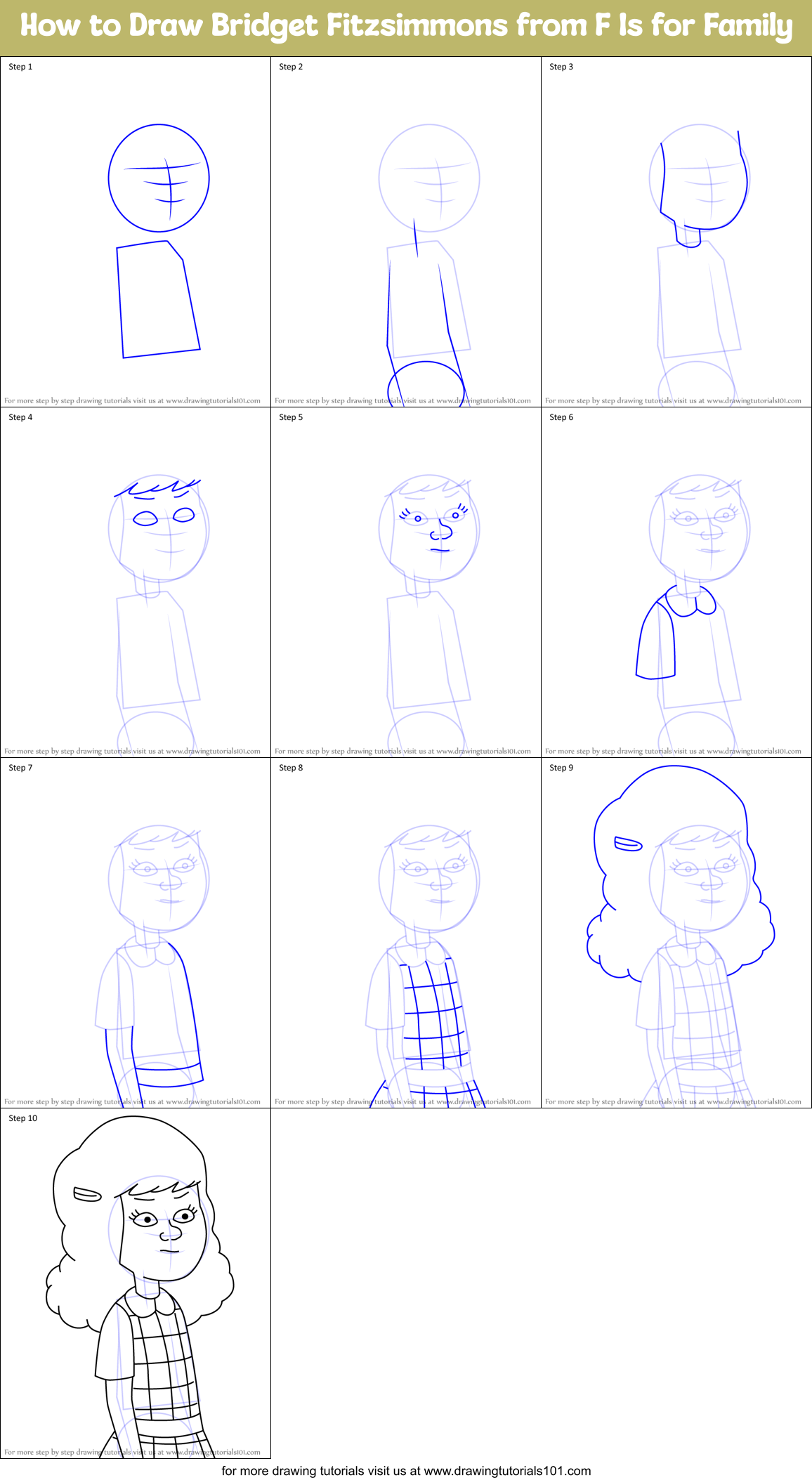 How to Draw Bridget Fitzsimmons from F Is for Family Printable Step by Step