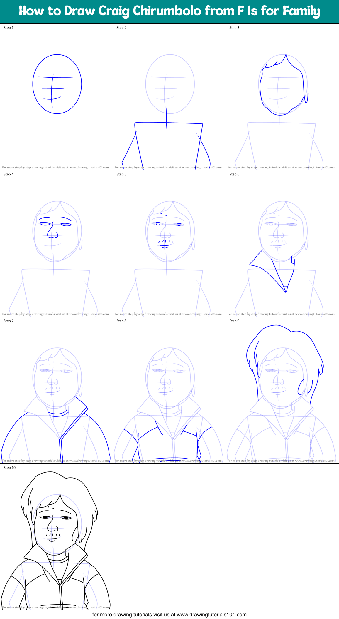 How to Draw Craig Chirumbolo from F Is for Family Printable Step by Step