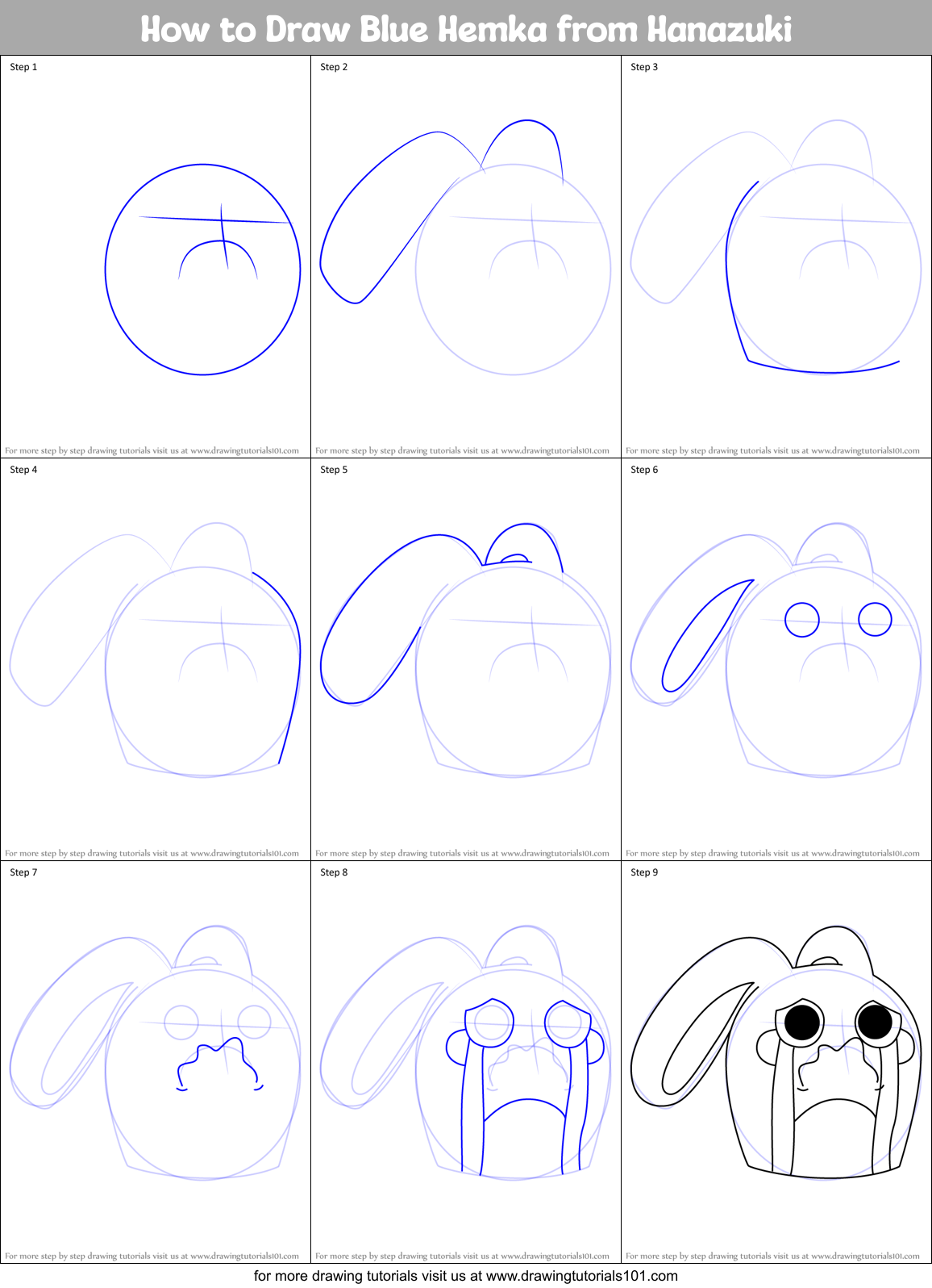 How to Draw Blue Hemka from Hanazuki Printable Step by Step
