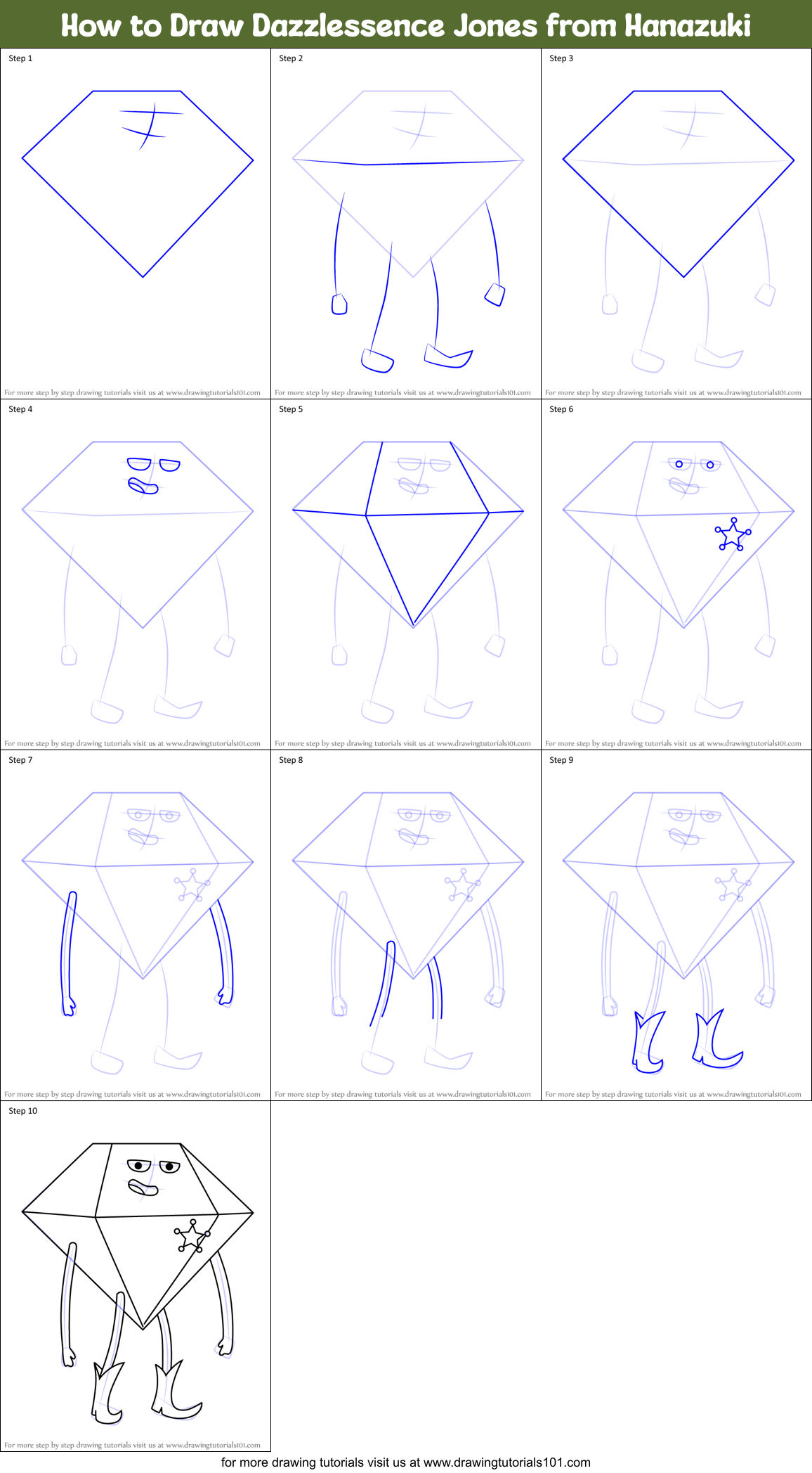 How to Draw Dazzlessence Jones from Hanazuki Printable Step by Step