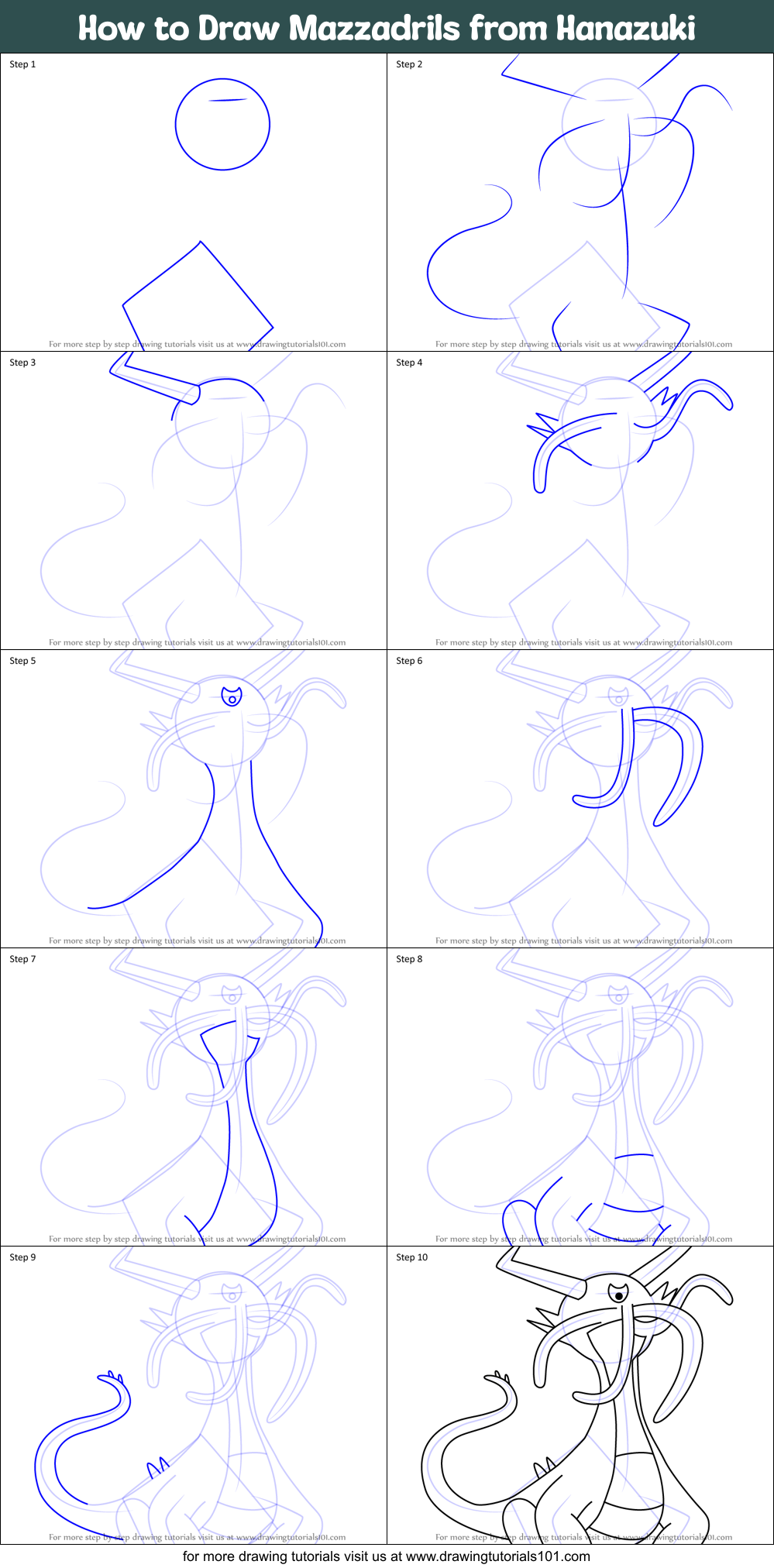 How to Draw Mazzadrils from Hanazuki Printable Step by Step