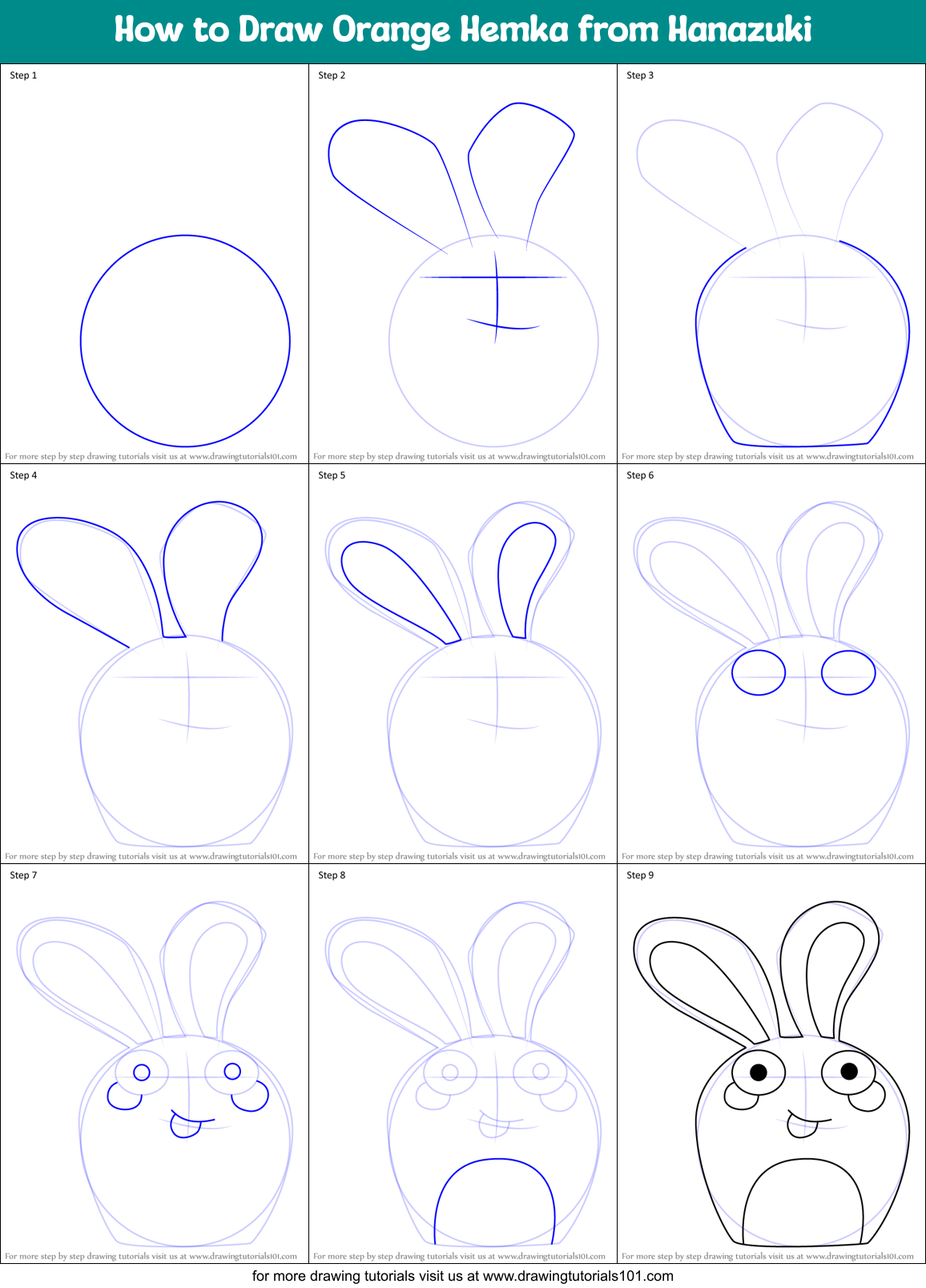 How to Draw Orange Hemka from Hanazuki Printable Step by Step