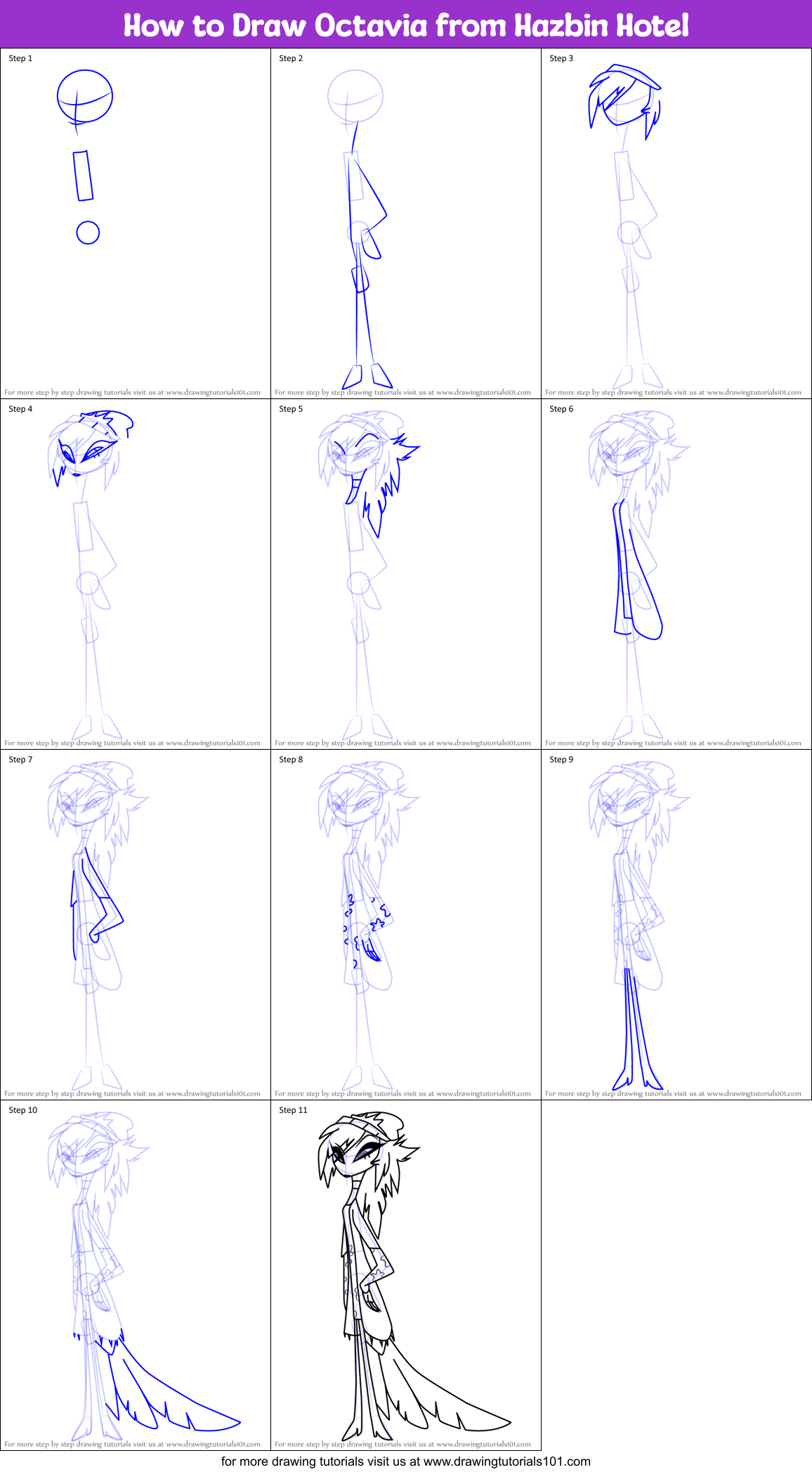 How to Draw Octavia from Hazbin Hotel Printable Step by Step