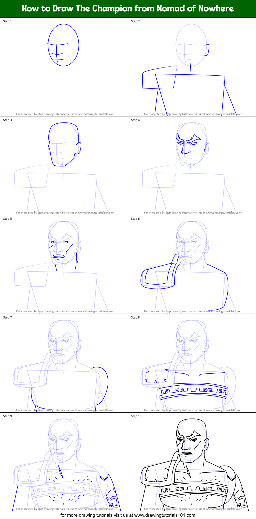 How to Draw The Champion from Nomad of Nowhere Printable Step by Step