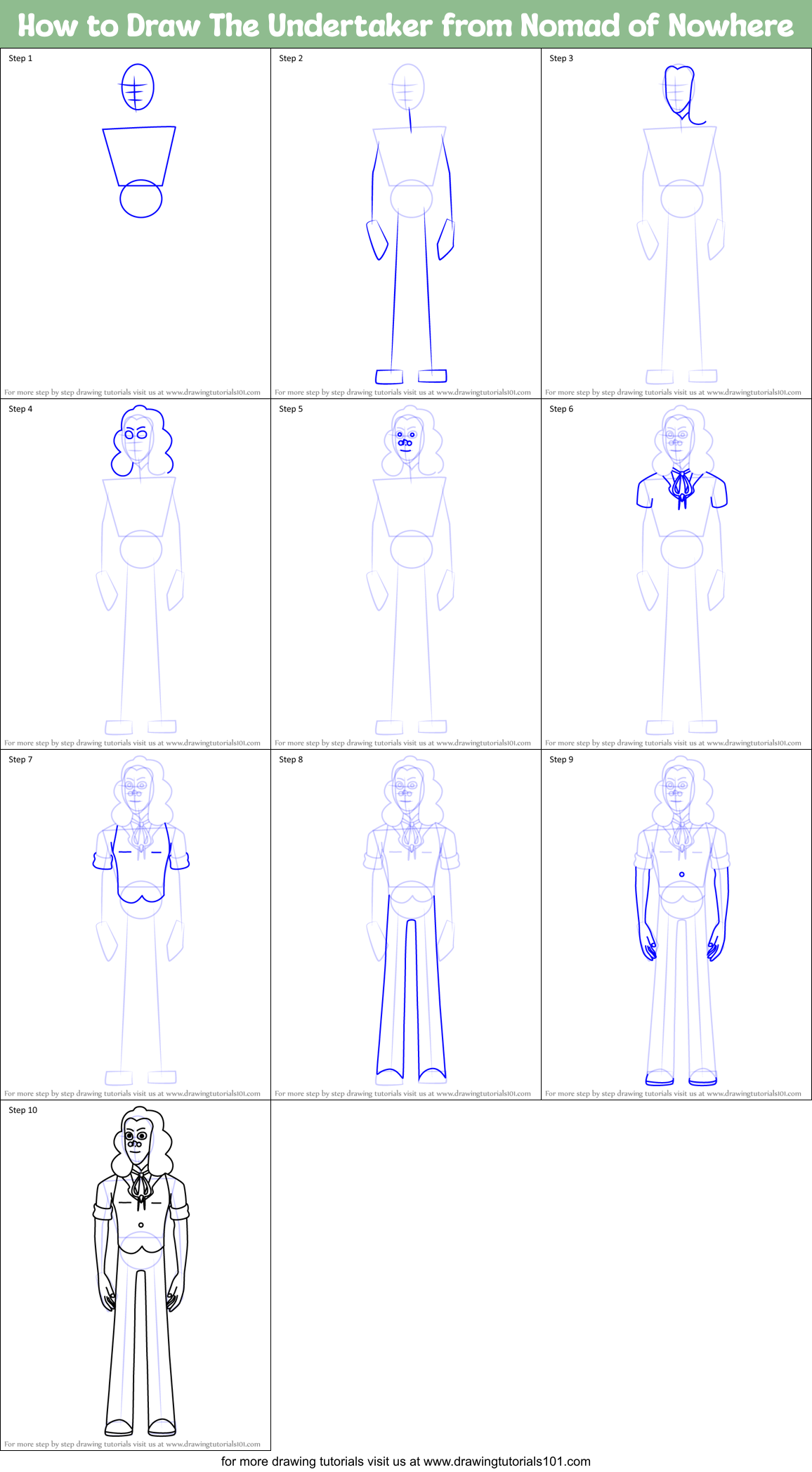 How to Draw The Undertaker from Nomad of Nowhere Printable Step by Step