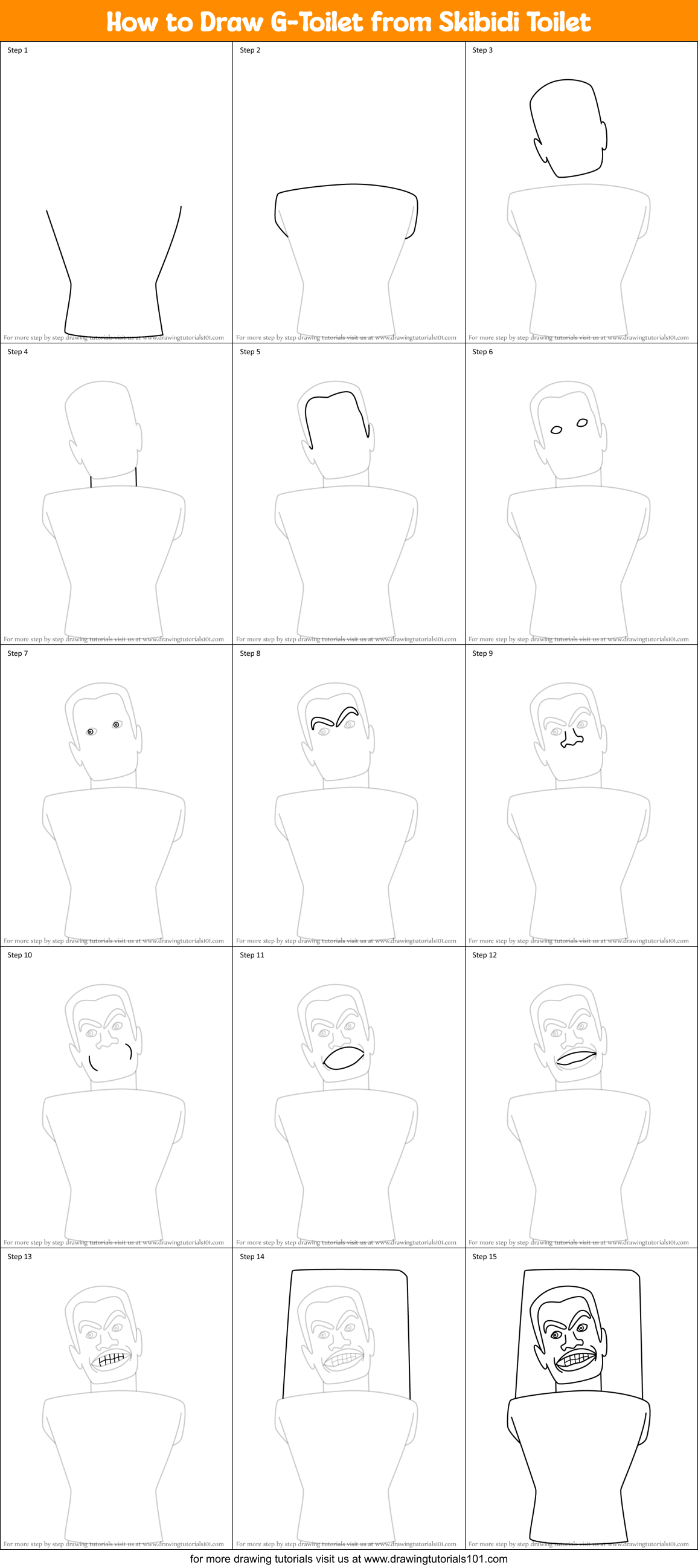 How to Draw G-Toilet from Skibidi Toilet Printable Step by Step