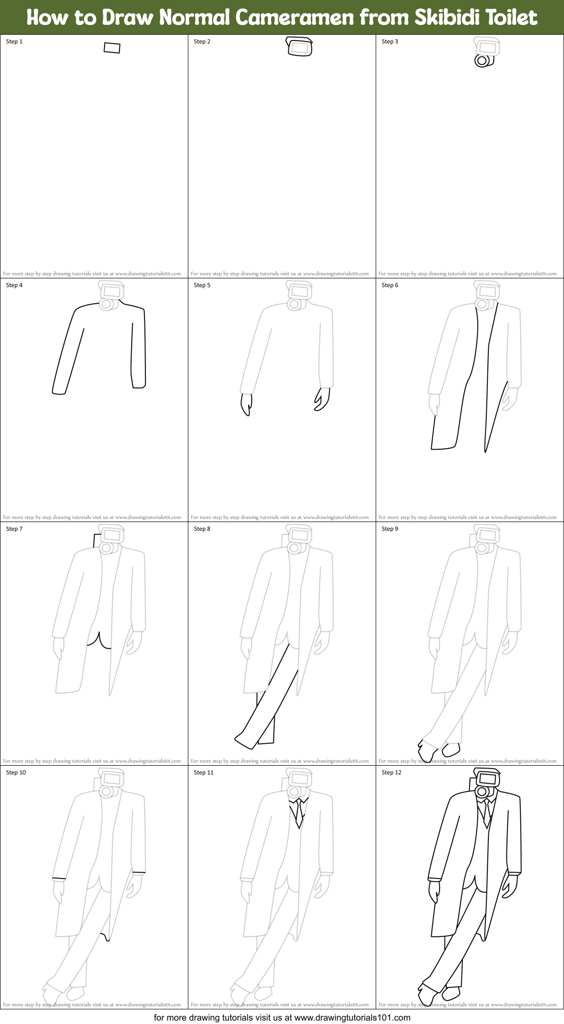 How to Draw Normal Cameramen from Skibidi Toilet Printable Step by Step