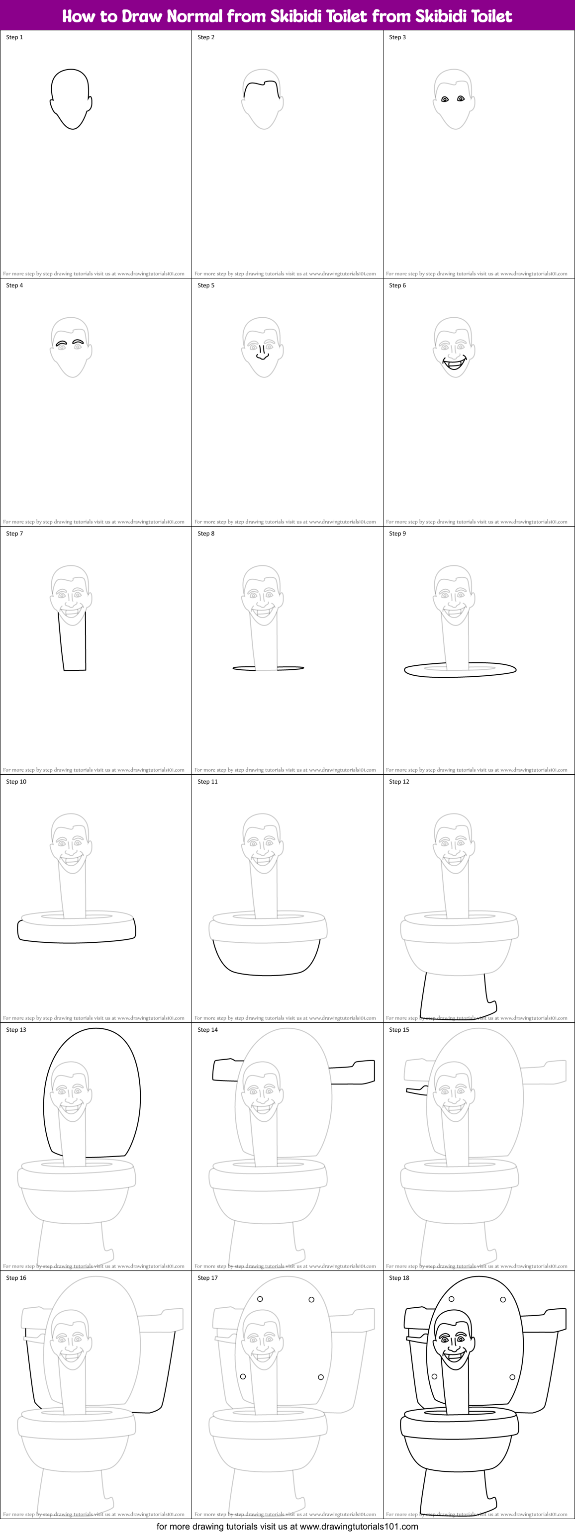 How to Draw Normal from Skibidi Toilet from Skibidi Toilet Printable Step by Step