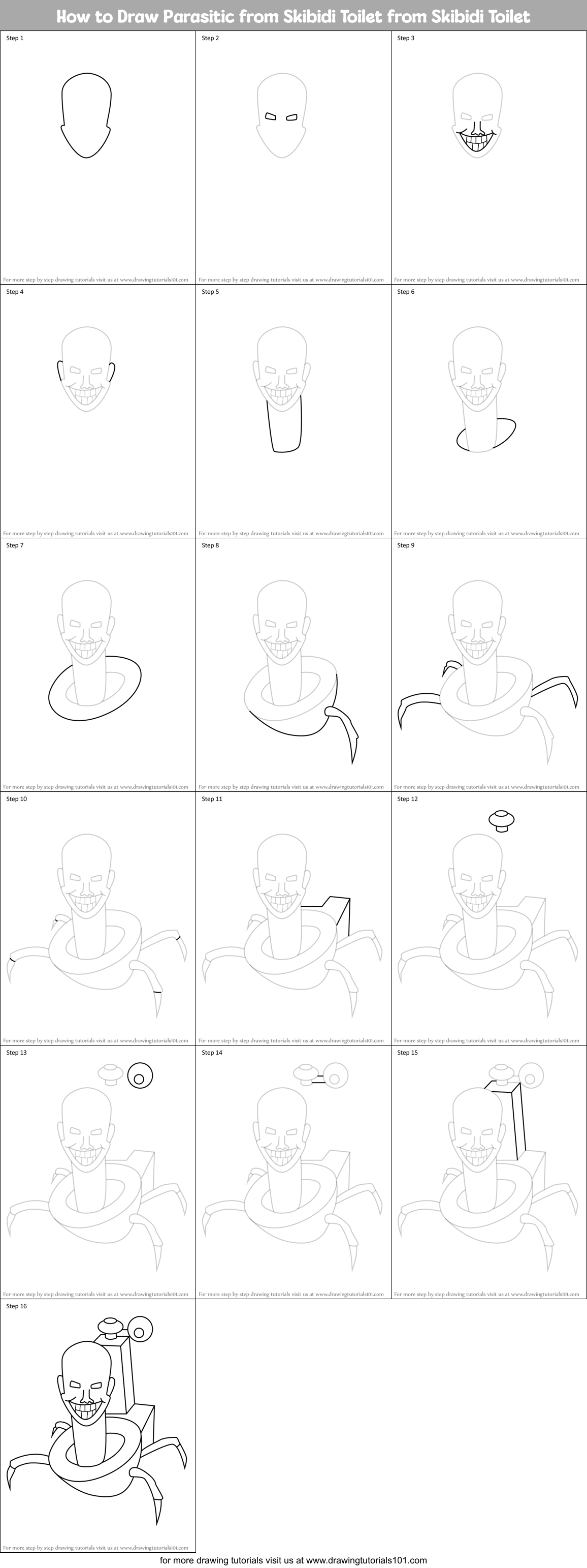 How to Draw Parasitic from Skibidi Toilet from Skibidi Toilet Printable Step by Step