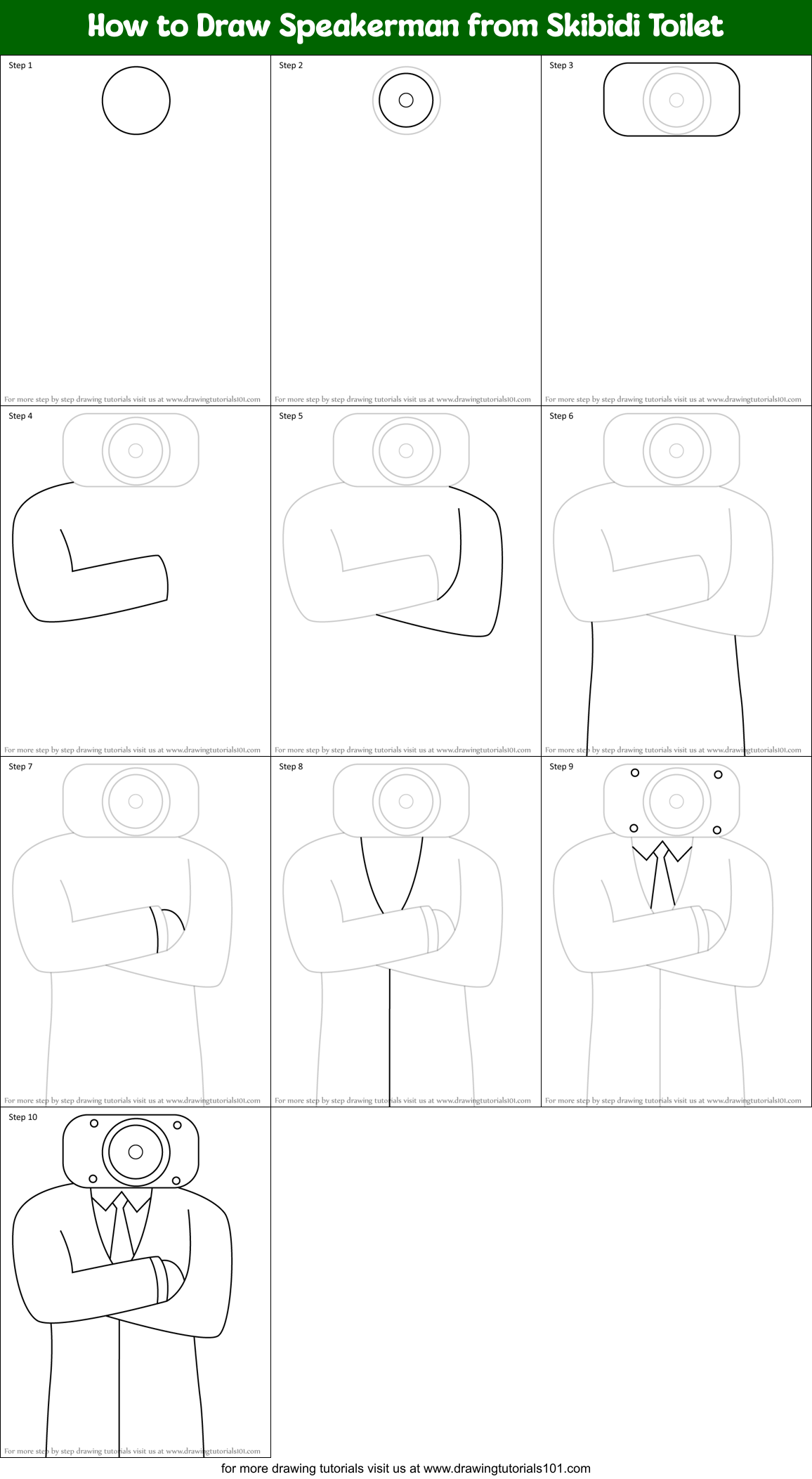 How to Draw Speakerman from Skibidi Toilet Printable Step by Step