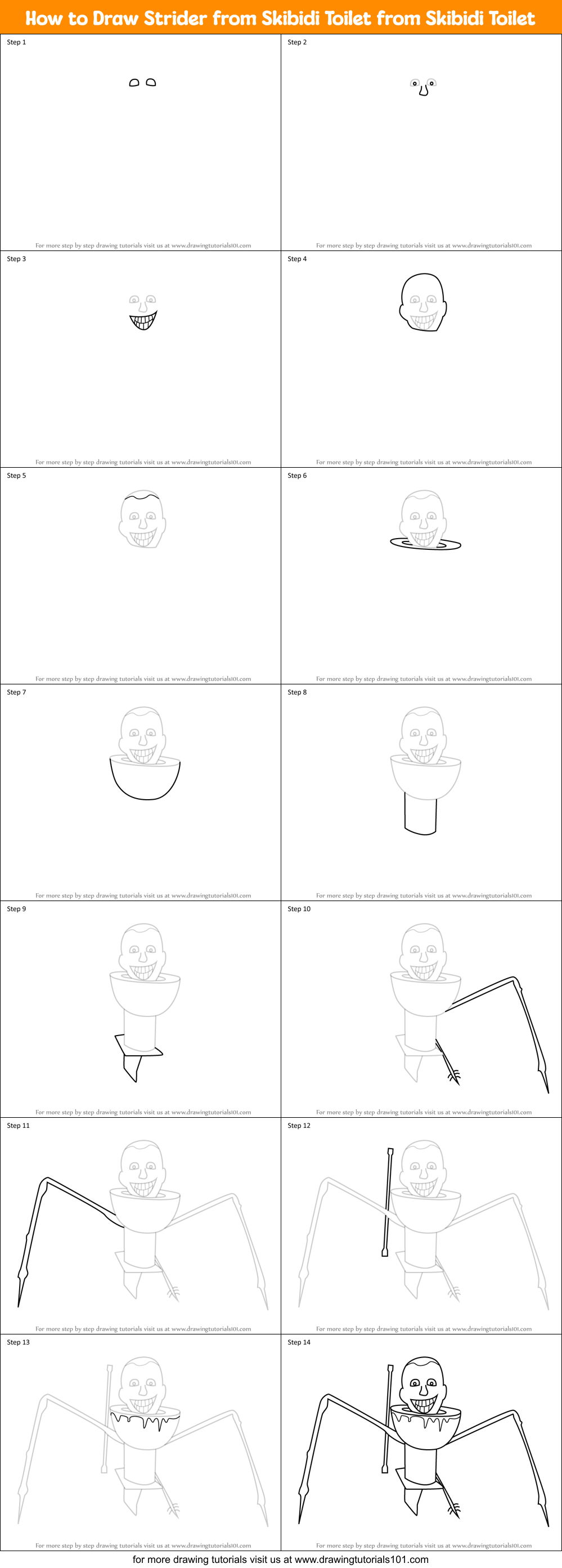 How to Draw Strider from Skibidi Toilet from Skibidi Toilet Printable Step by Step