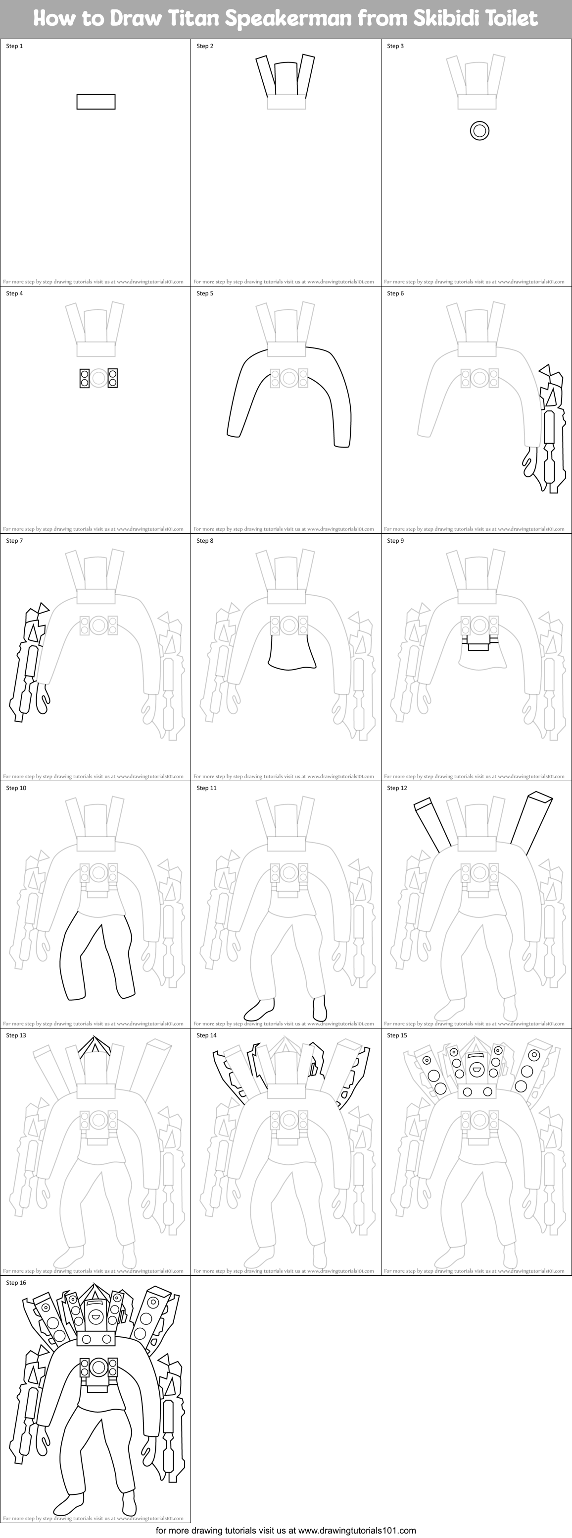 How to Draw Titan Speakerman from Skibidi Toilet Printable Step by Step