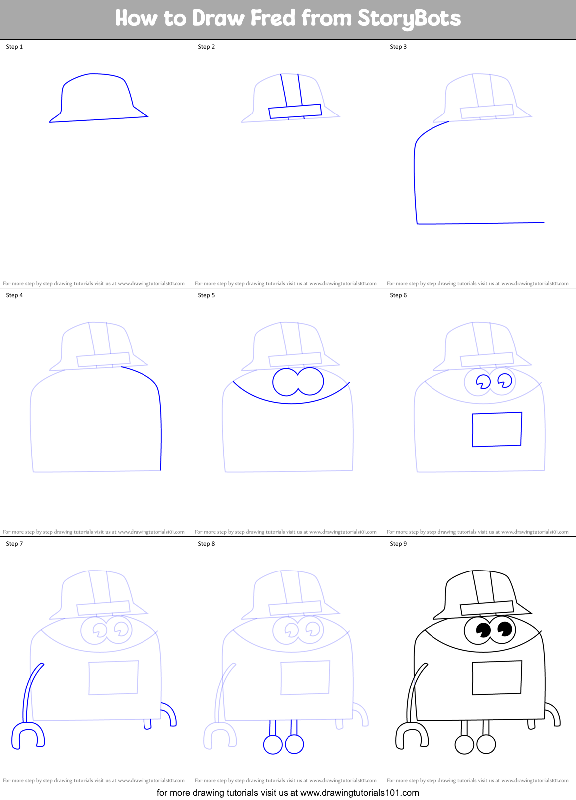 How to Draw Fred from StoryBots Printable Step by Step